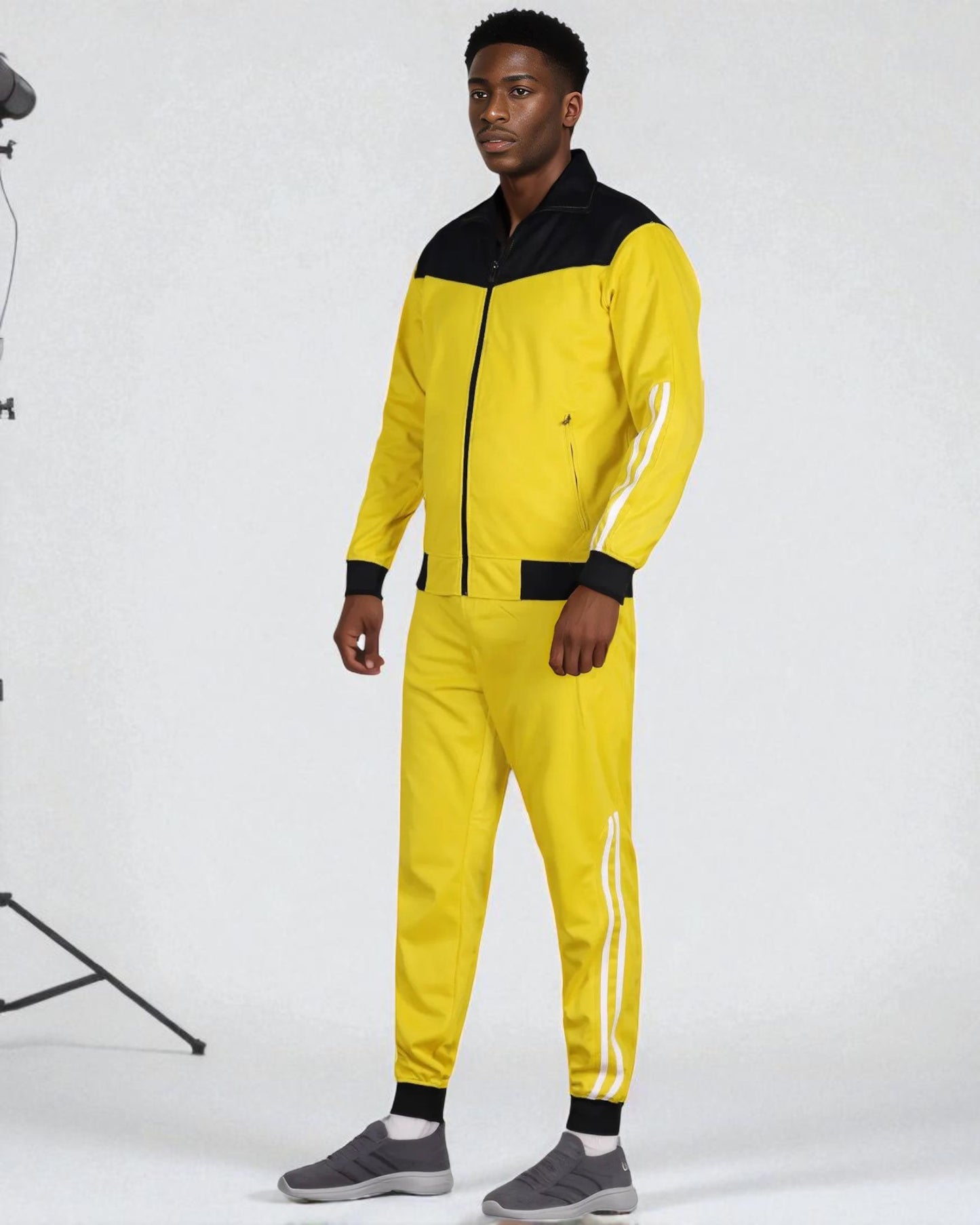 Men Velocity Tracksuit Active Jogging suit GYM Striped Jogger Top and Bottom Outfit