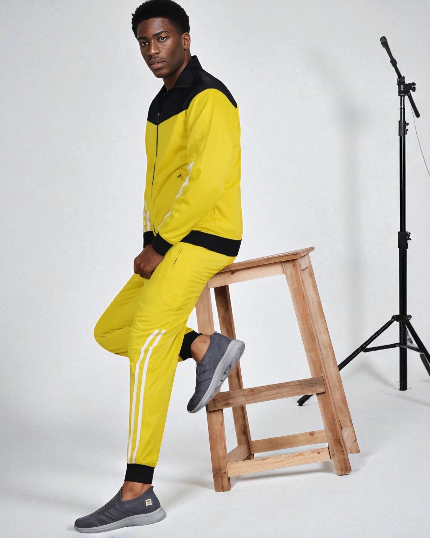 Men Velocity Tracksuit Active Jogging suit GYM Striped Jogger Top and Bottom Outfit
