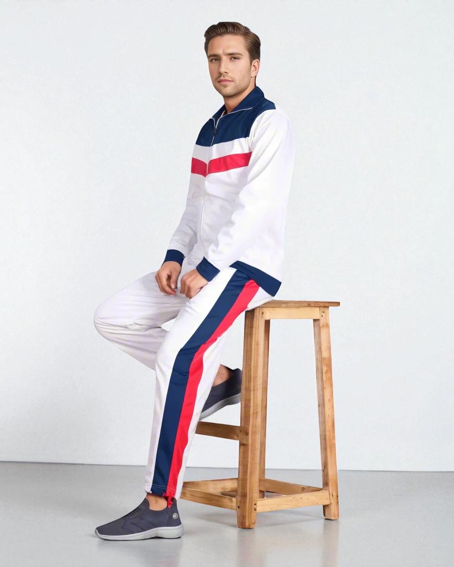 Men's Tracksuit Warm-Up 2-piece Retro Style Track Jacket & Pants Matching Set