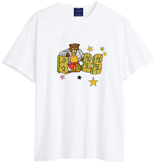 Men's Boss Bear Graphic Printed Cotton T-shirt