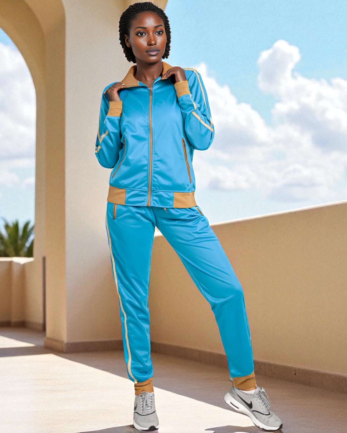 Women's 2-Piece Sunshine Jogger Tracksuit Track Jacket and Track Pants