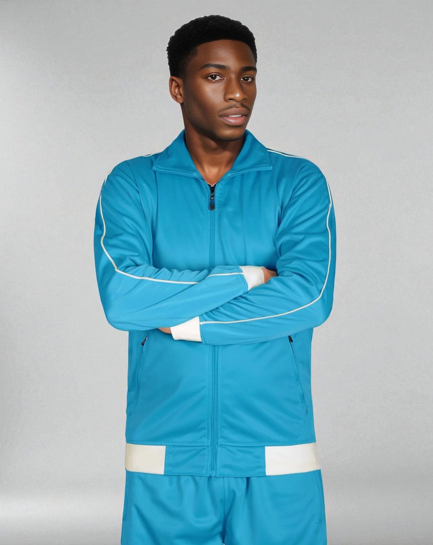 Men 2-piece Classic Jogger Tracksuit Track Jacket & Trackpants Solid Plain Outfit