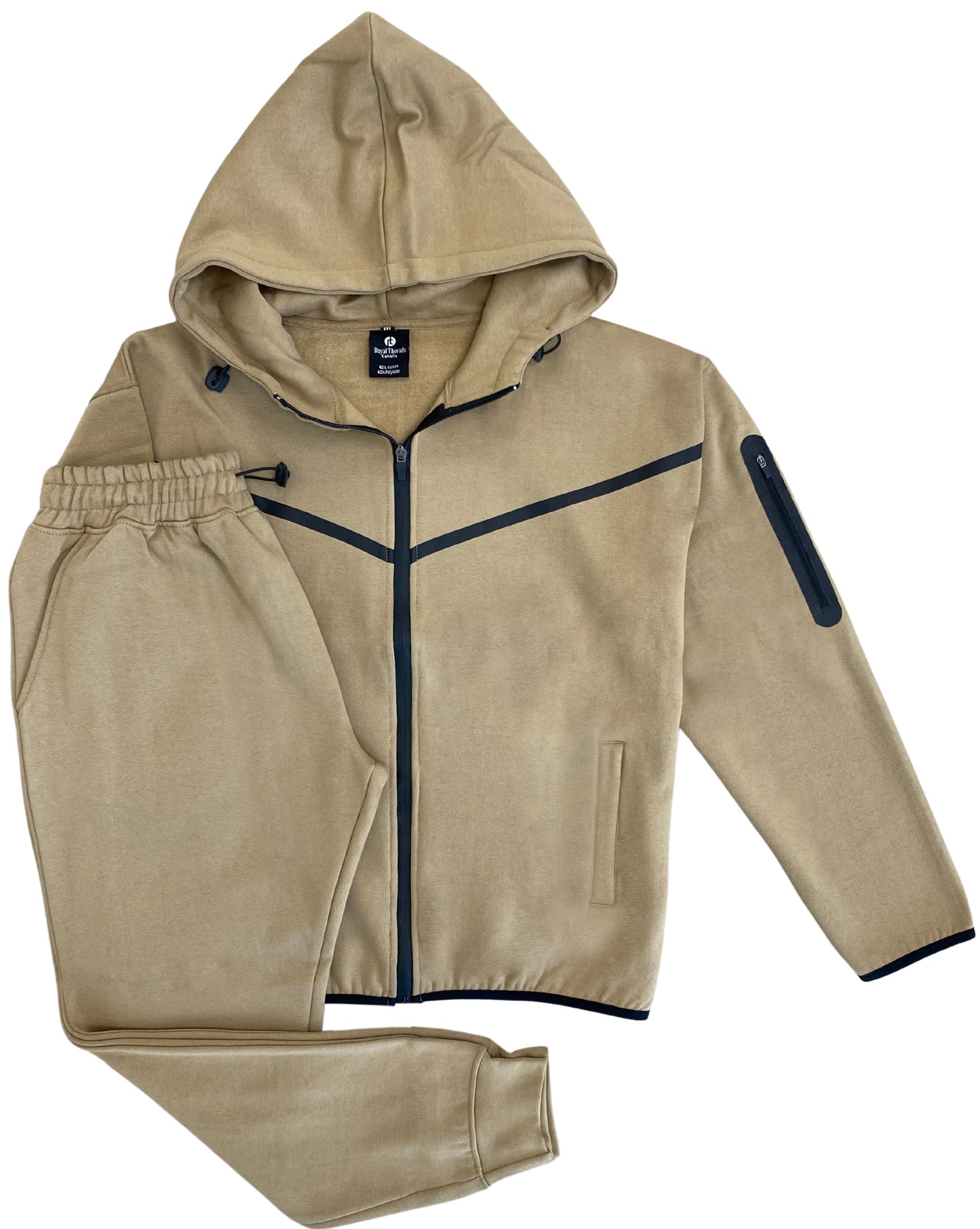 Men’s 2-Piece Fleece Sweatsuit Tech Performance Heavy Winter Sweat Jacket & Fleece Pants