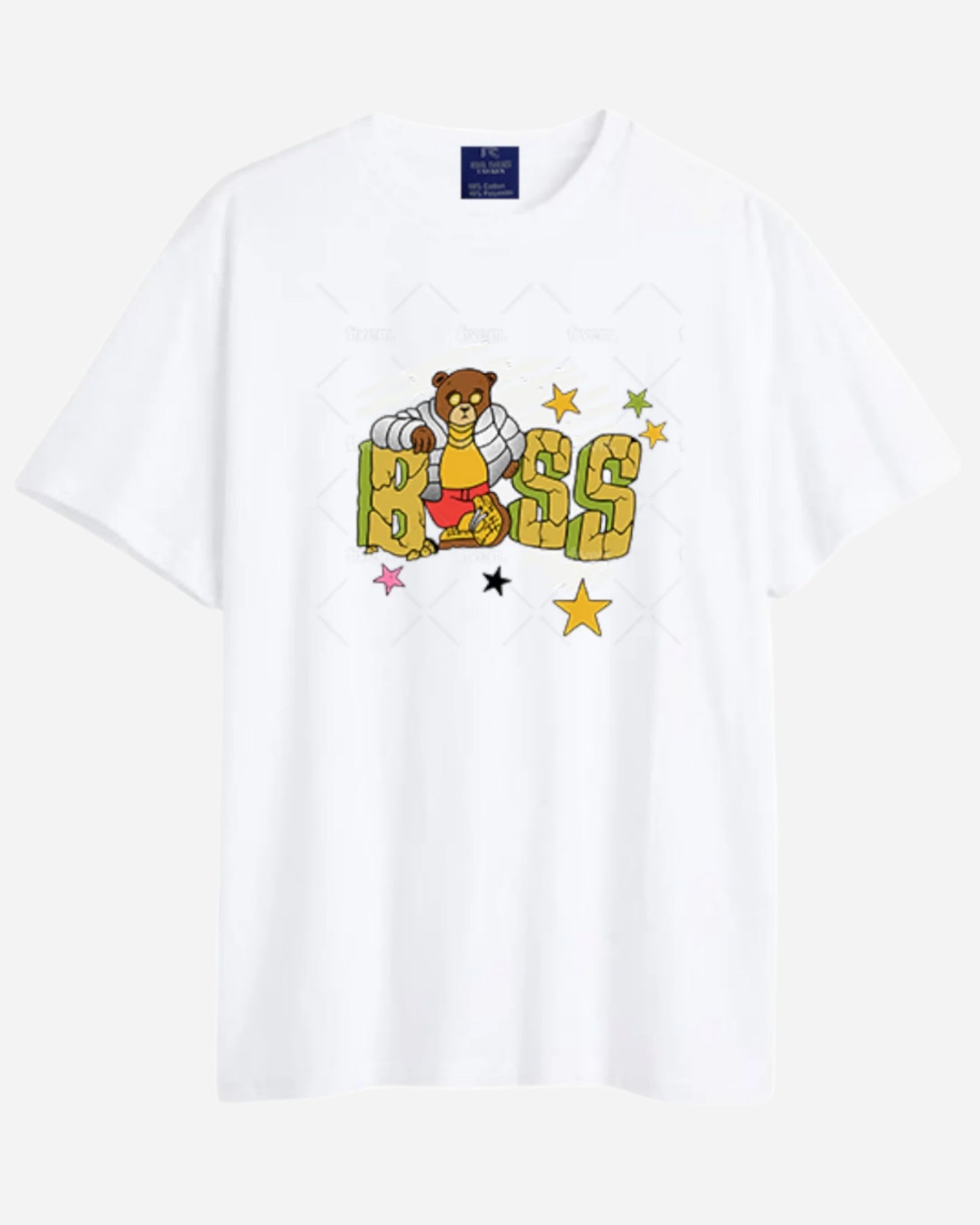 Men's Boss Bear Graphic Printed Cotton T-shirt