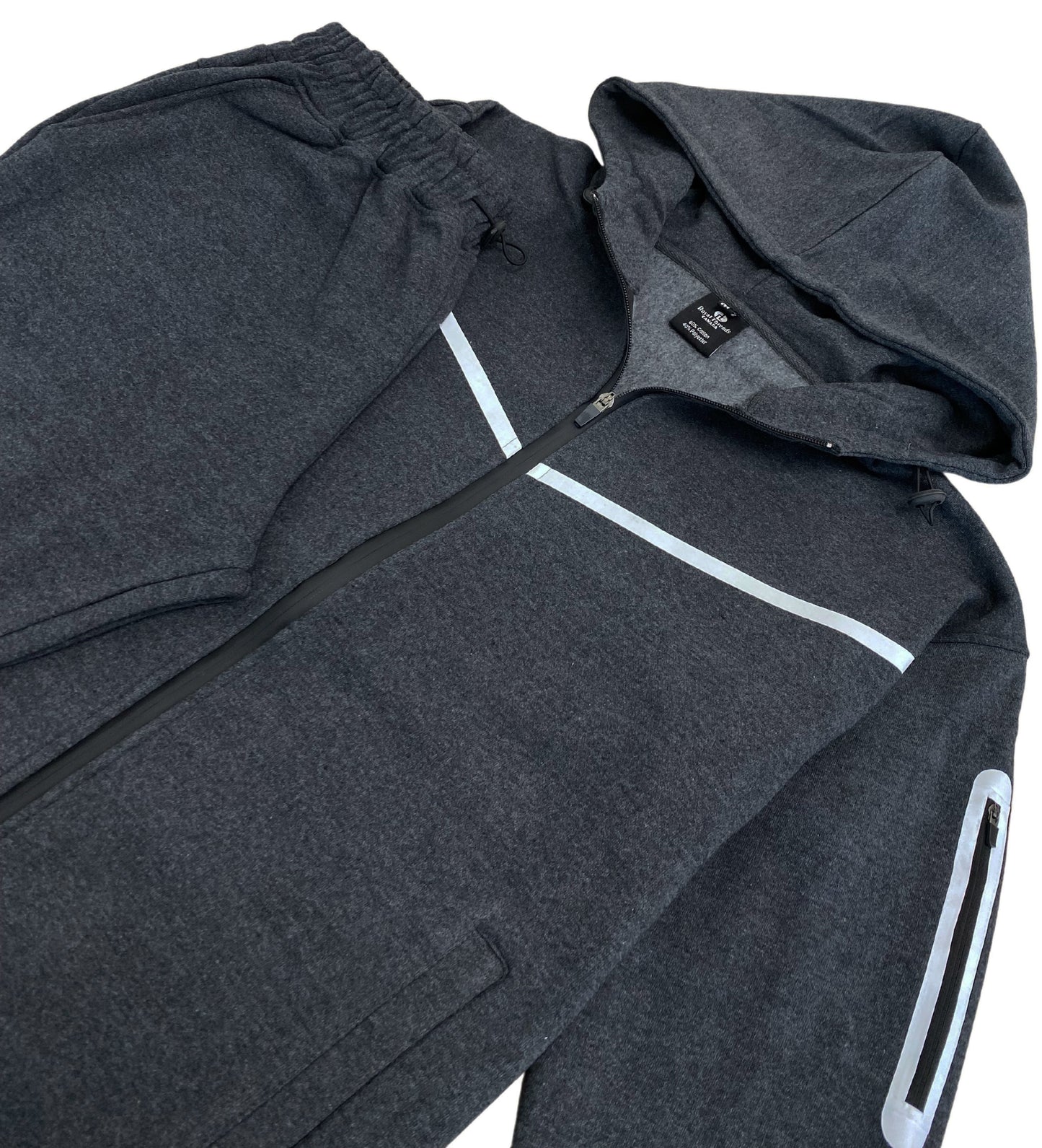 Men’s 2-Piece Fleece Sweatsuit Tech Performance Heavy Winter Sweat Jacket & Fleece Pants