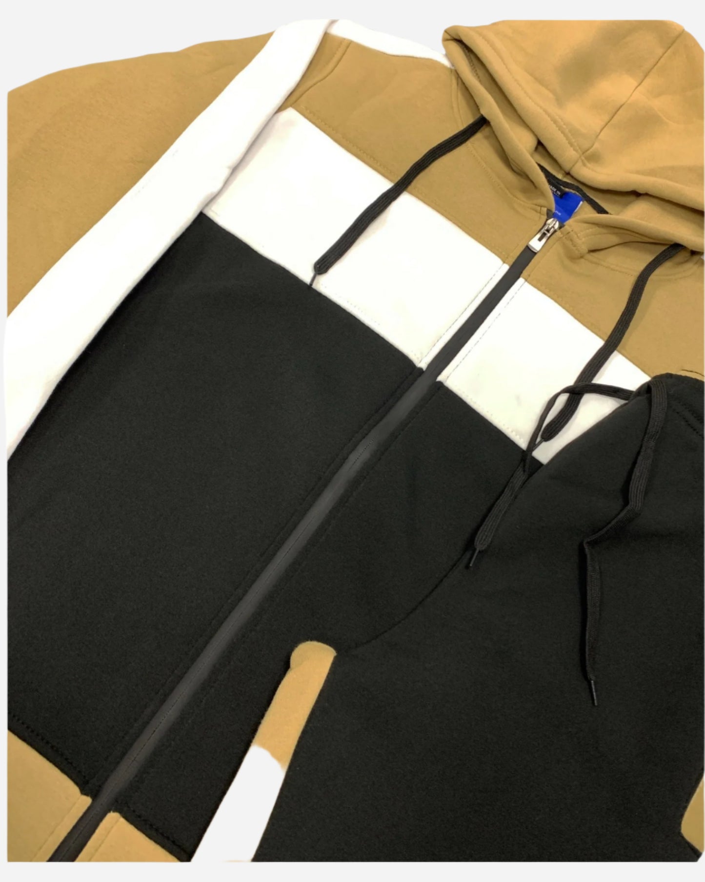 Mens' 2-Piece Jogger Sweatsuit Color Block Sweat jacket Sweatpants Fleece suit