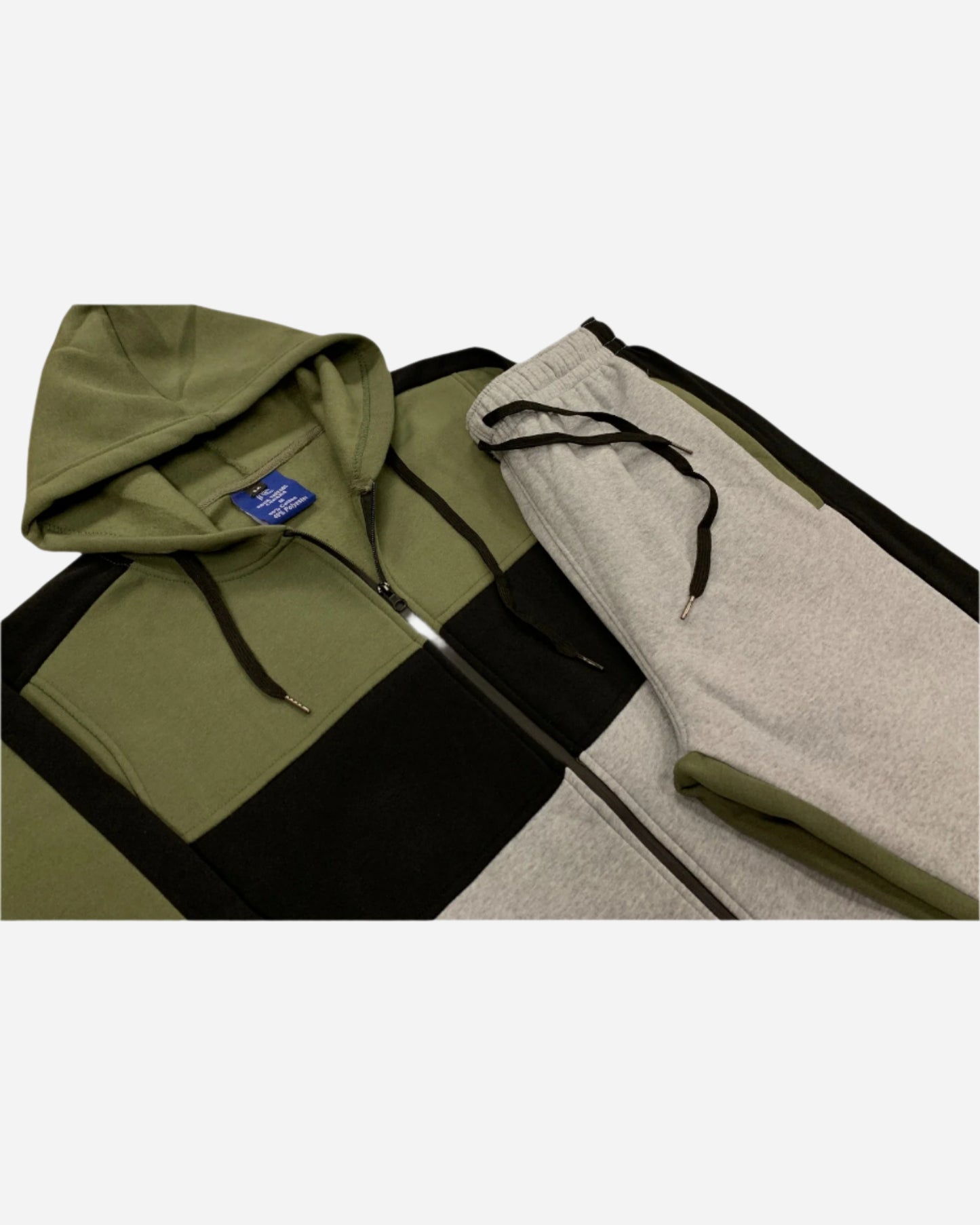 Mens' 2-Piece Jogger Sweatsuit Color Block Sweat jacket Sweatpants Fleece suit
