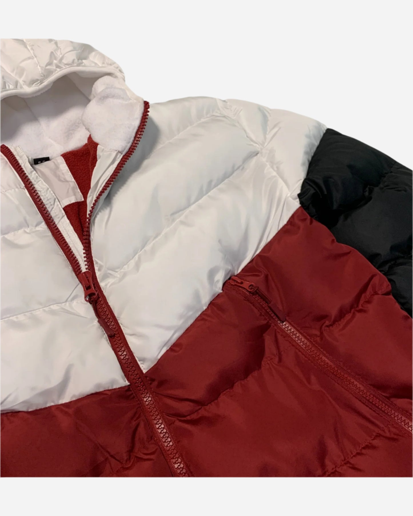 Men Heavy Winter Jacket Color-Block Fleece Insulated with Hood