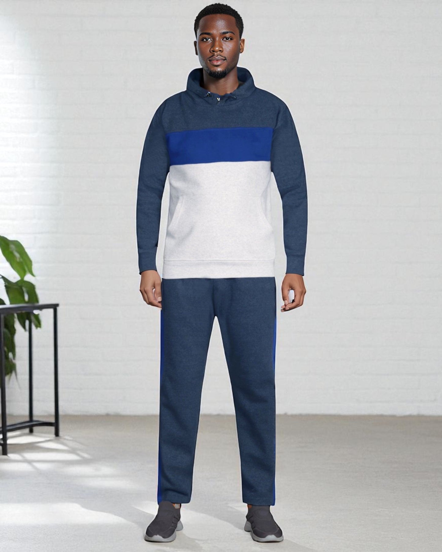 Men’s 2-piece Heavy Duty & matching Sweatpants Pullover Hoodie suit with stand