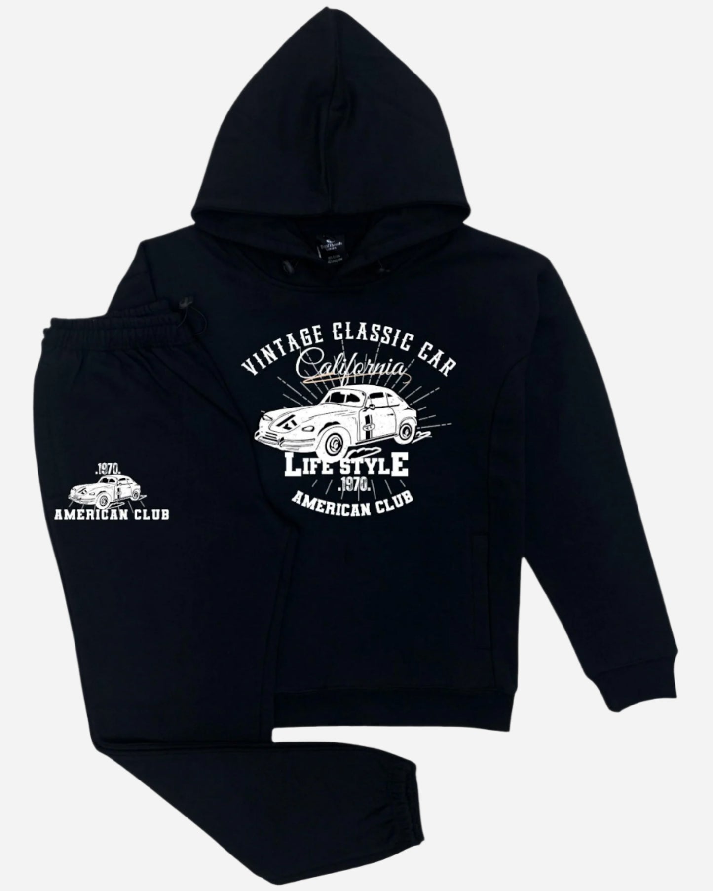 Men's 2-Piece Sweatsuit Vintage Sports Car Theme Hoodie & Sweatpants