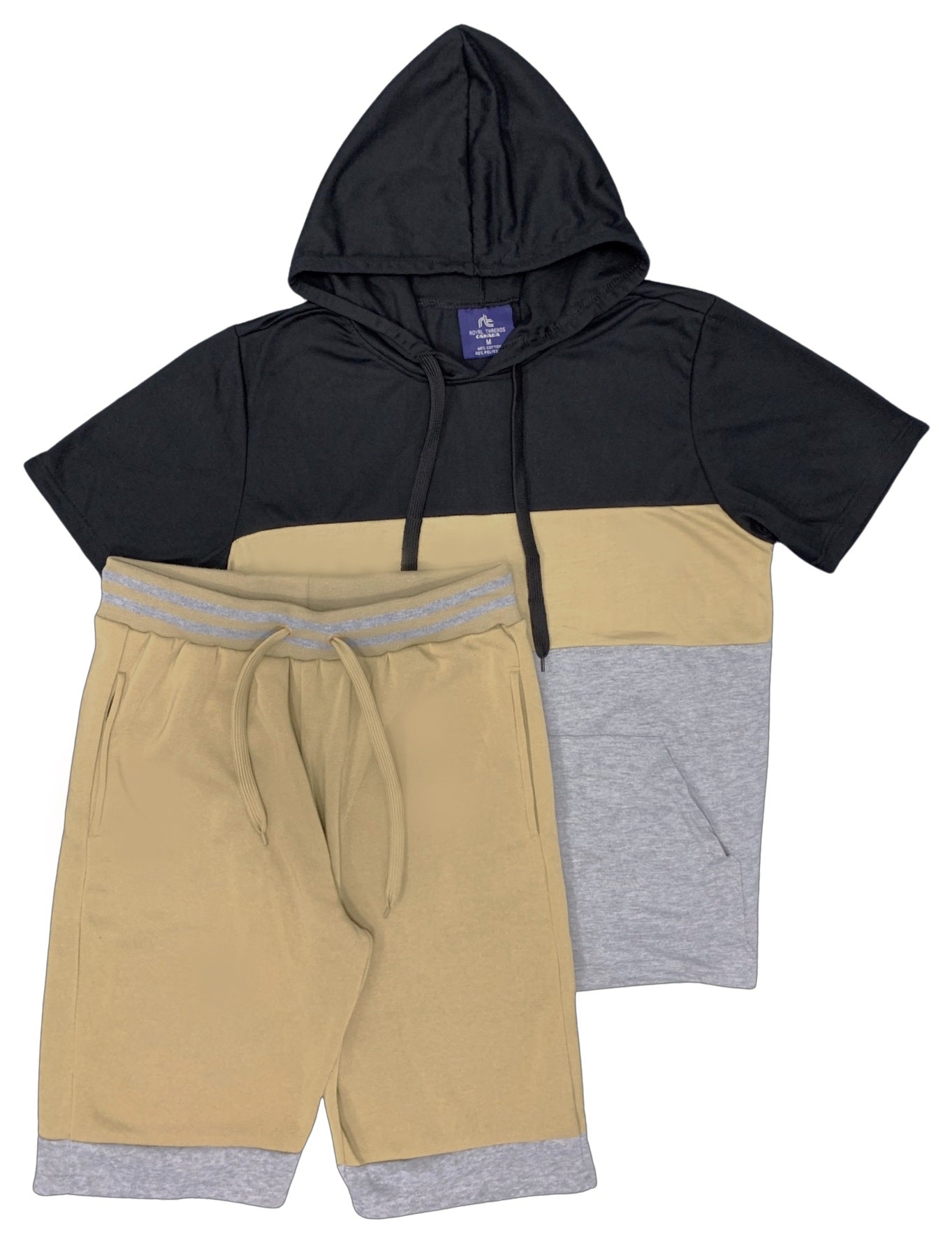 Royal Threads Canada Men’s 2-piece Color block Short Set pullover Hoodie with matching shorts