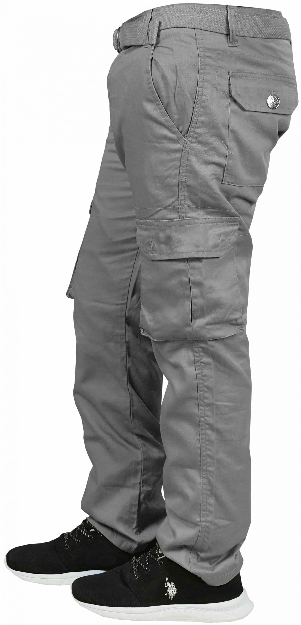 Men’s Basic Uniform Cargo Pants with 6 pockets and Matching Belt