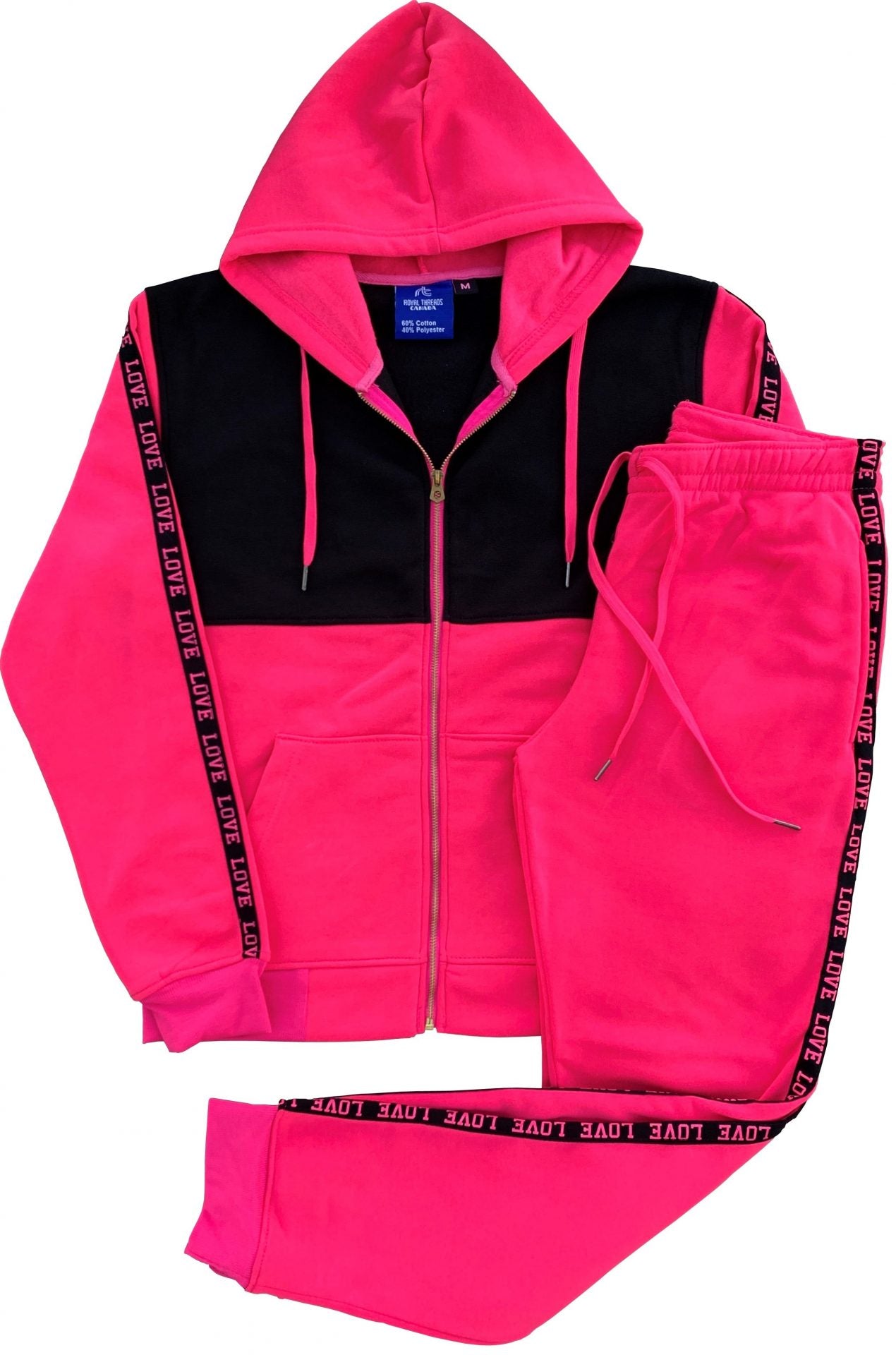 Women’s Lightweight Soft Fleece Sweat Suit Jogger Sweat Jacket Sweat Pants Activewear Love Stripe Outfit