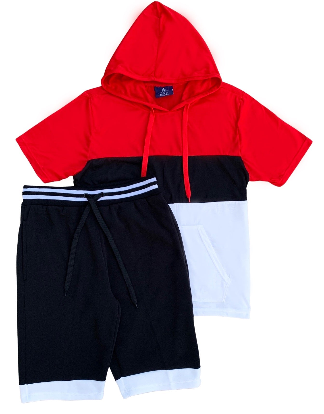 Royal Threads Canada Men’s 2-piece Color block Short Set pullover Hoodie with matching shorts