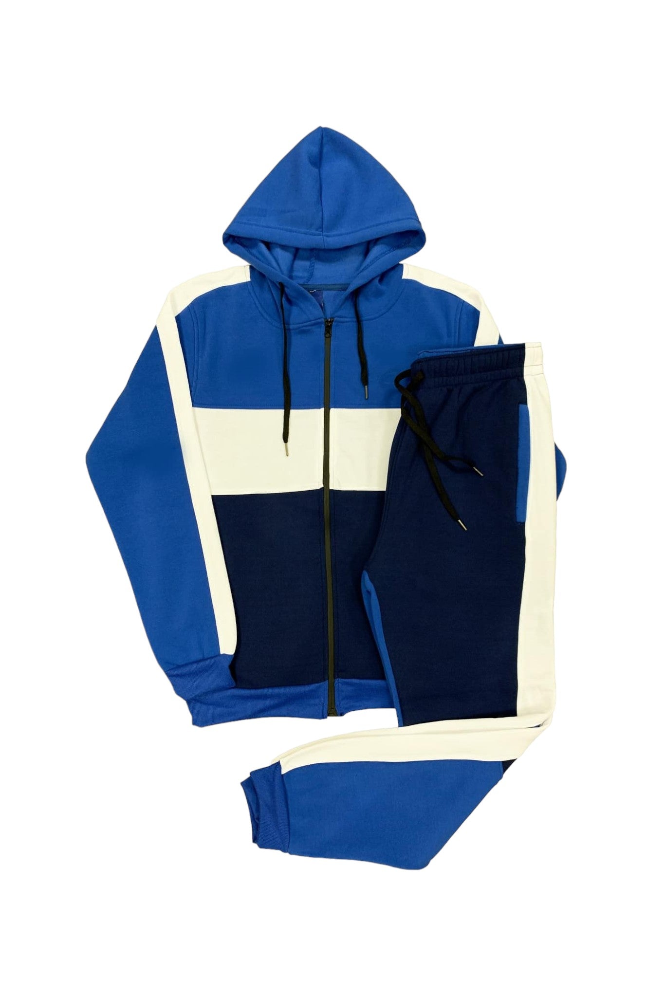 Mens' Jogger Sweatsuit 2-Piece Color Block Sweat jacket Sweatpants Fleece suit
