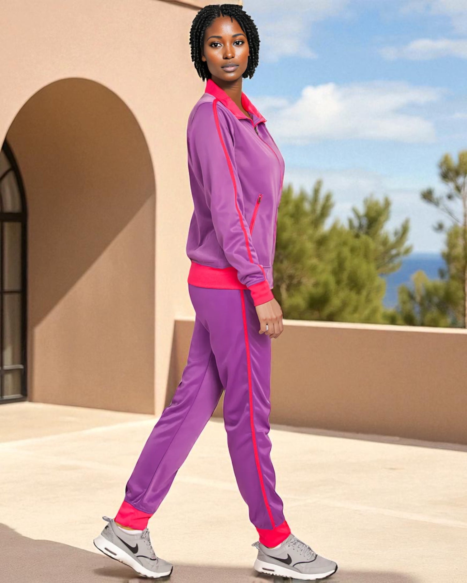 Women's 2-Piece Sunshine Jogger Tracksuit Track Jacket and Track Pants