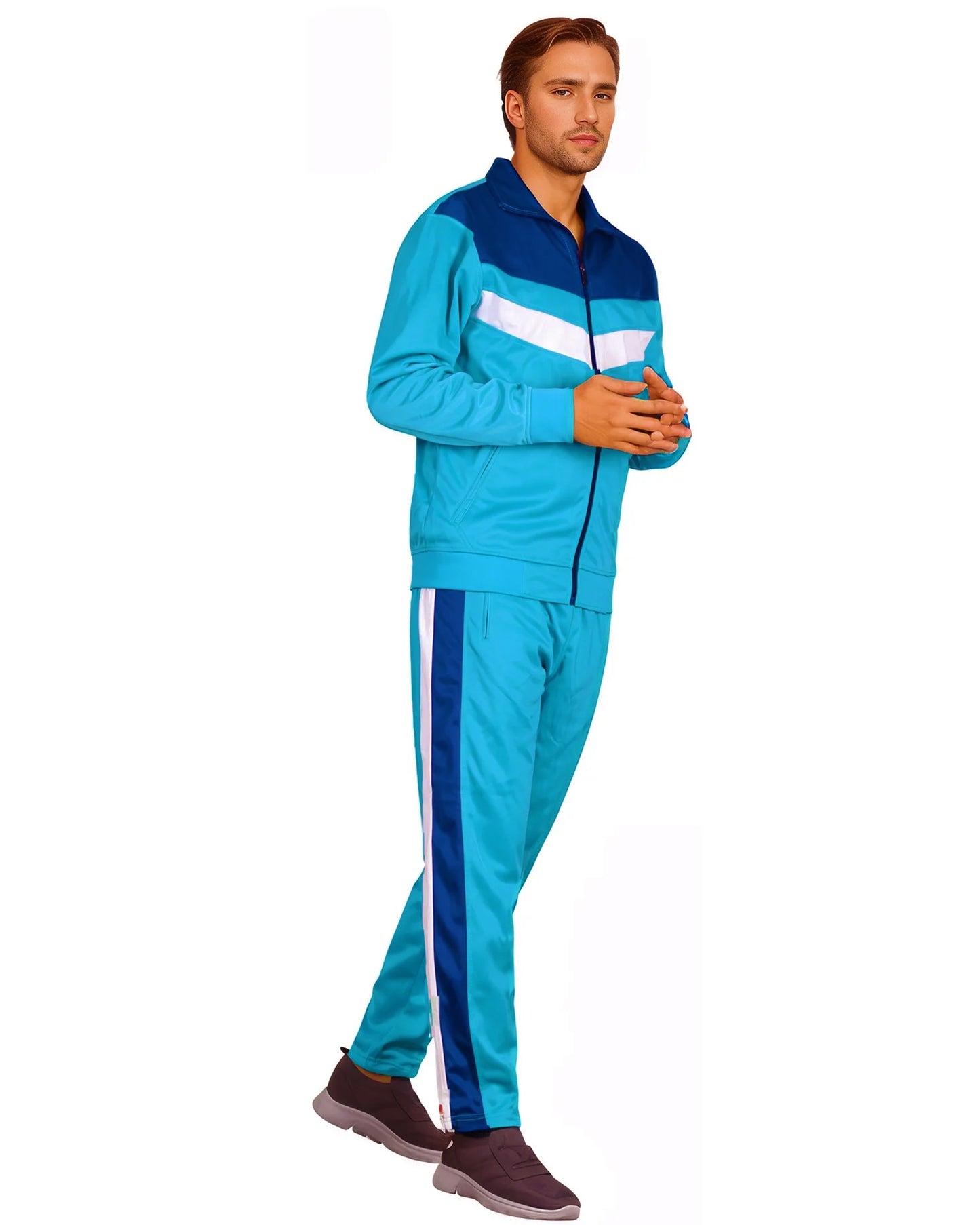 Men's Tracksuit Warm-Up 2-piece Retro Style Track Jacket & Pants Matching Set