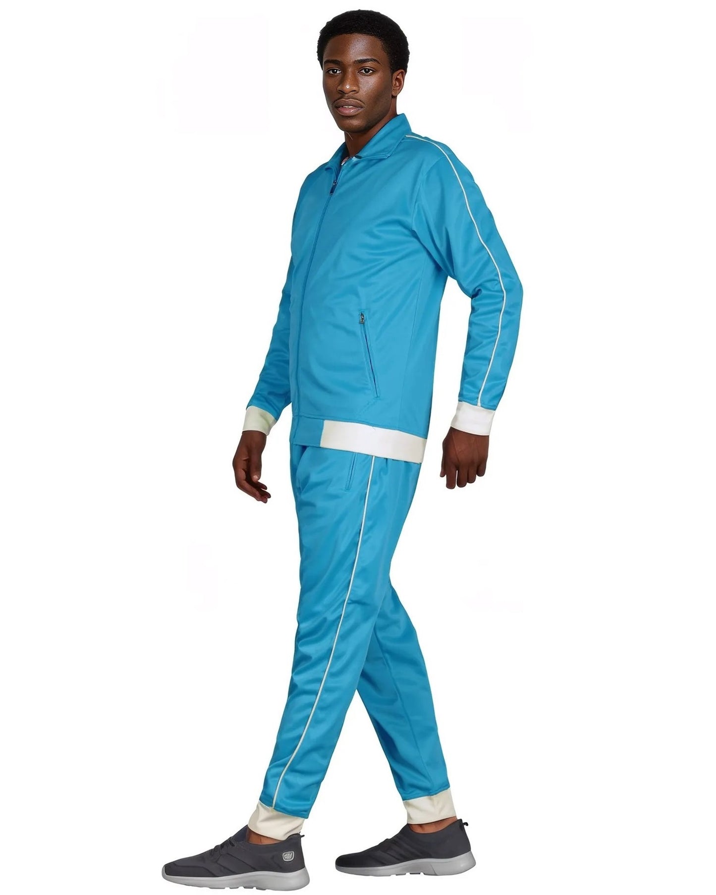 Men 2-piece Classic Jogger Tracksuit Track Jacket & Trackpants Solid Plain Outfit