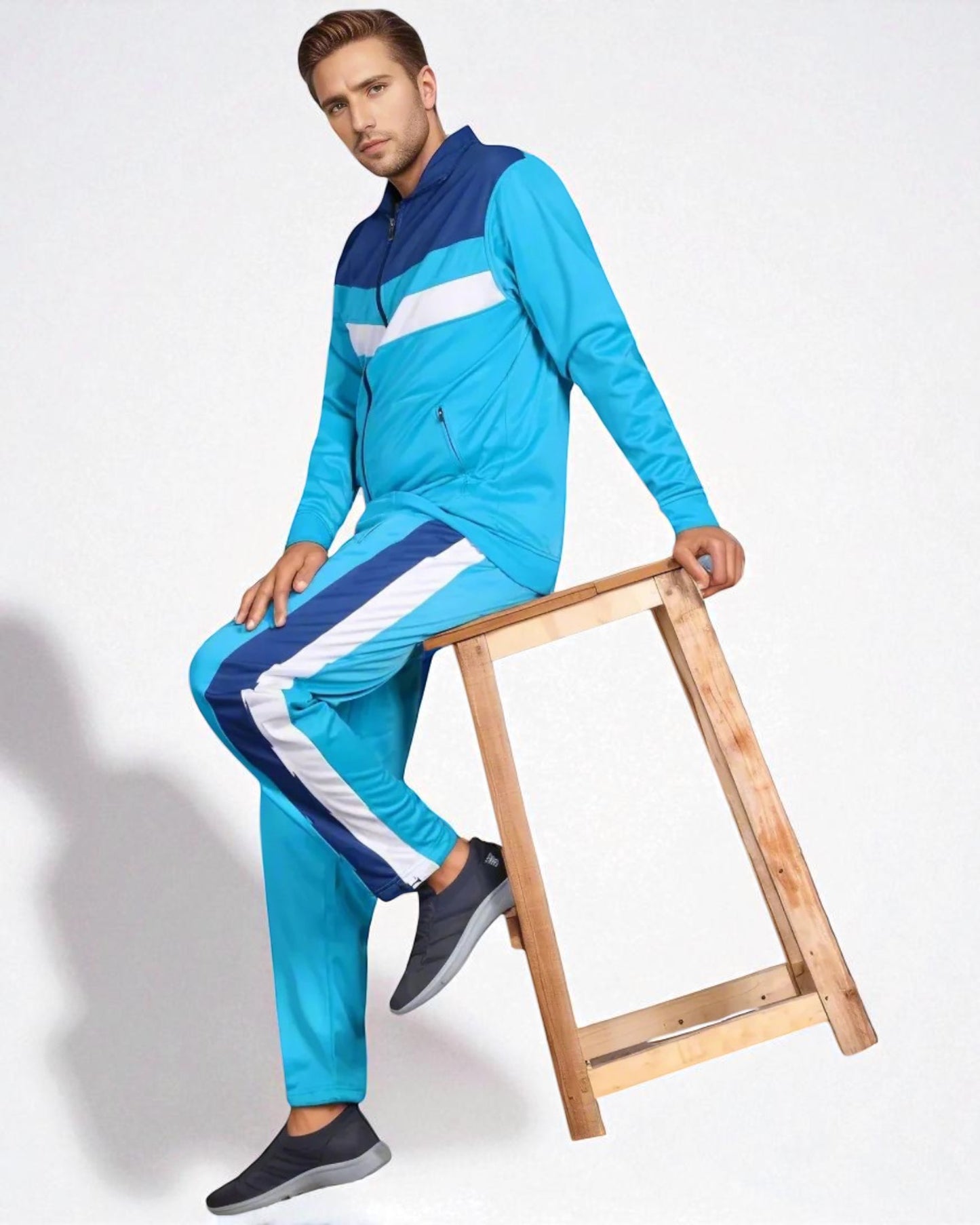 Men's Tracksuit Warm-Up 2-piece Retro Style Track Jacket & Pants Matching Set