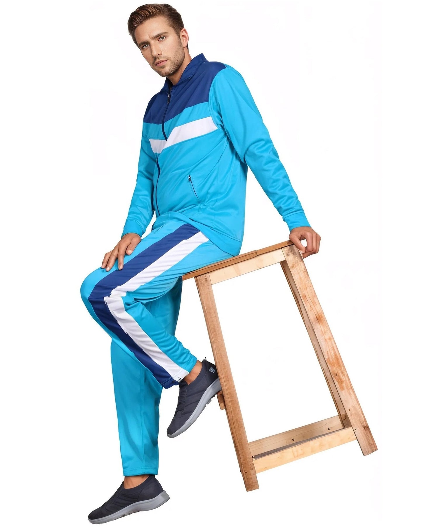 Men's Tracksuit Warm-Up 2-piece Retro Style Track Jacket & Pants Matching Set