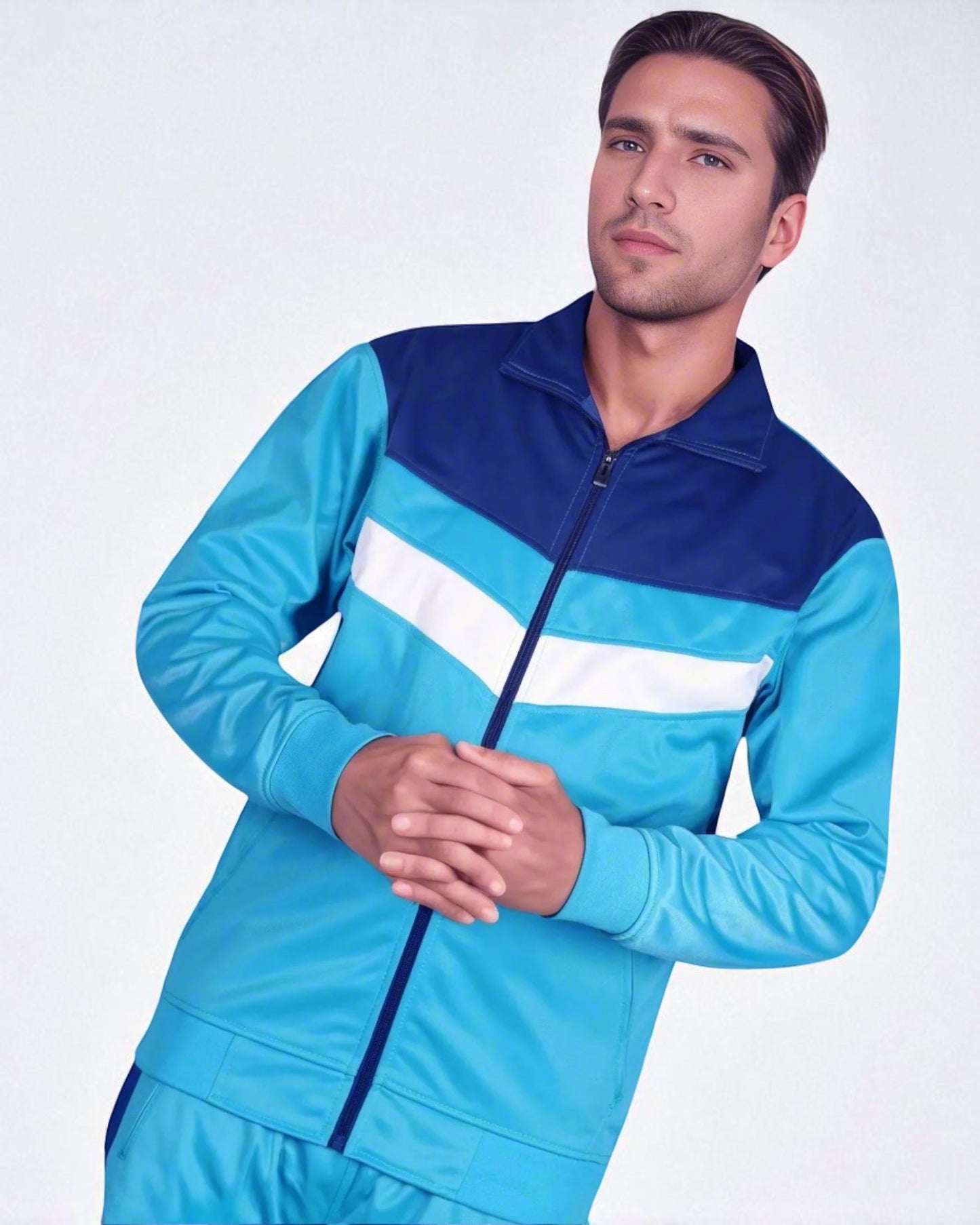 Men's Tracksuit Warm-Up 2-piece Retro Style Track Jacket & Pants Matching Set