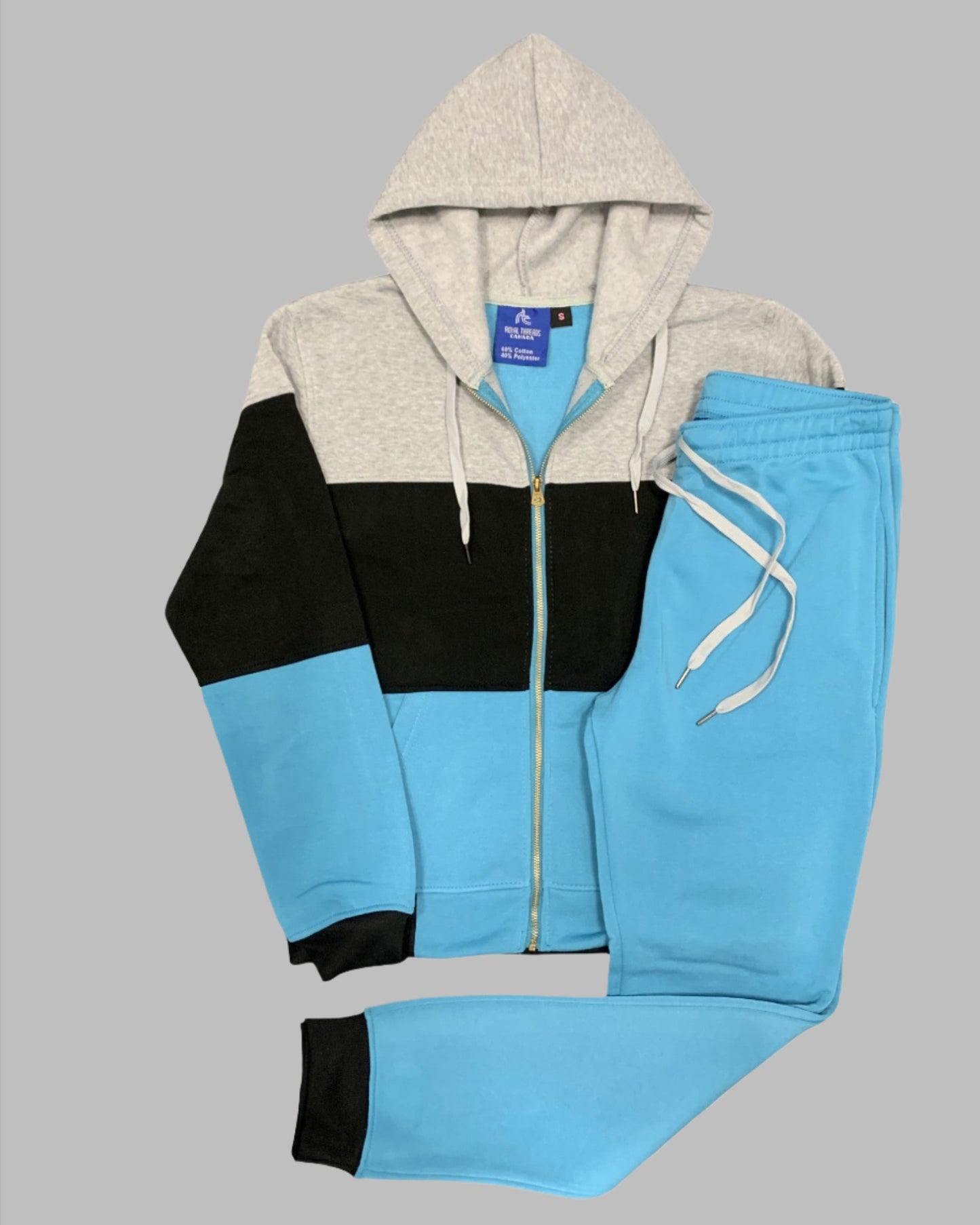 Women's ColorBlock Fleece SweatJacket and Jogger Sweatpants 2-Piece Fleece Suit