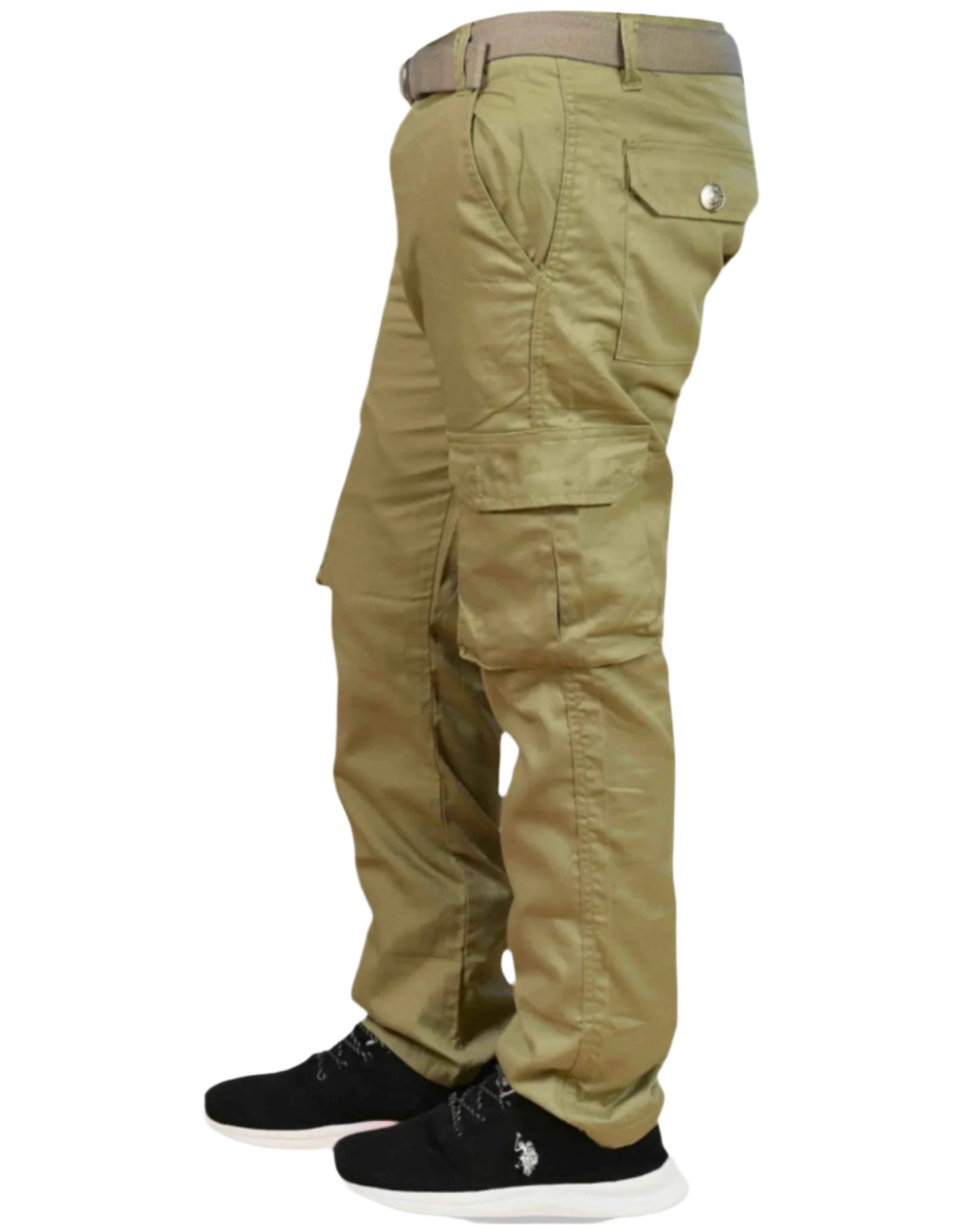 Men’s Basic Uniform Cargo Pants with 6 pockets and Matching Belt