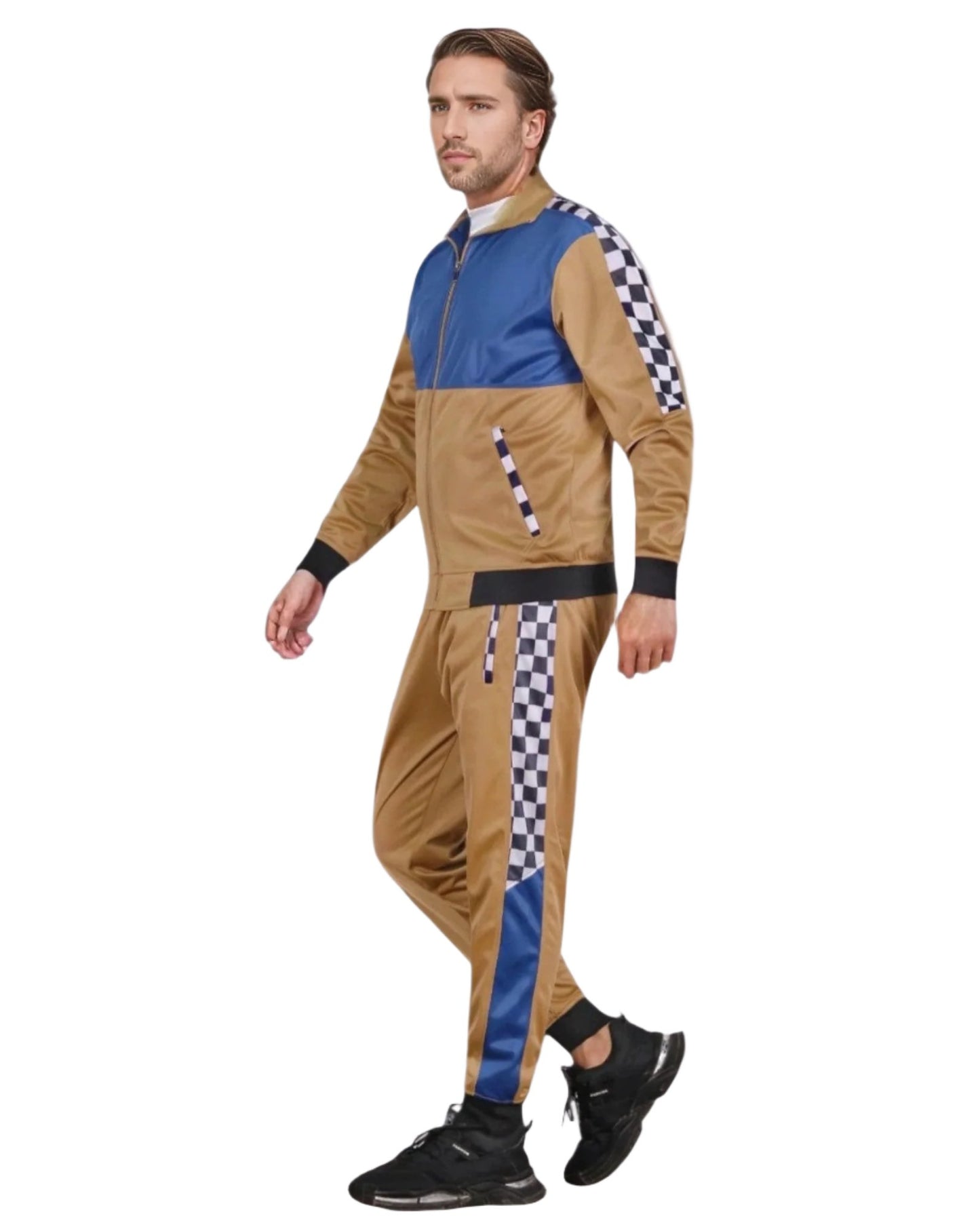 Men’s 2 piece Checker box Jogger style Jogging Suit Track Jacket & Track pants Matching Suit