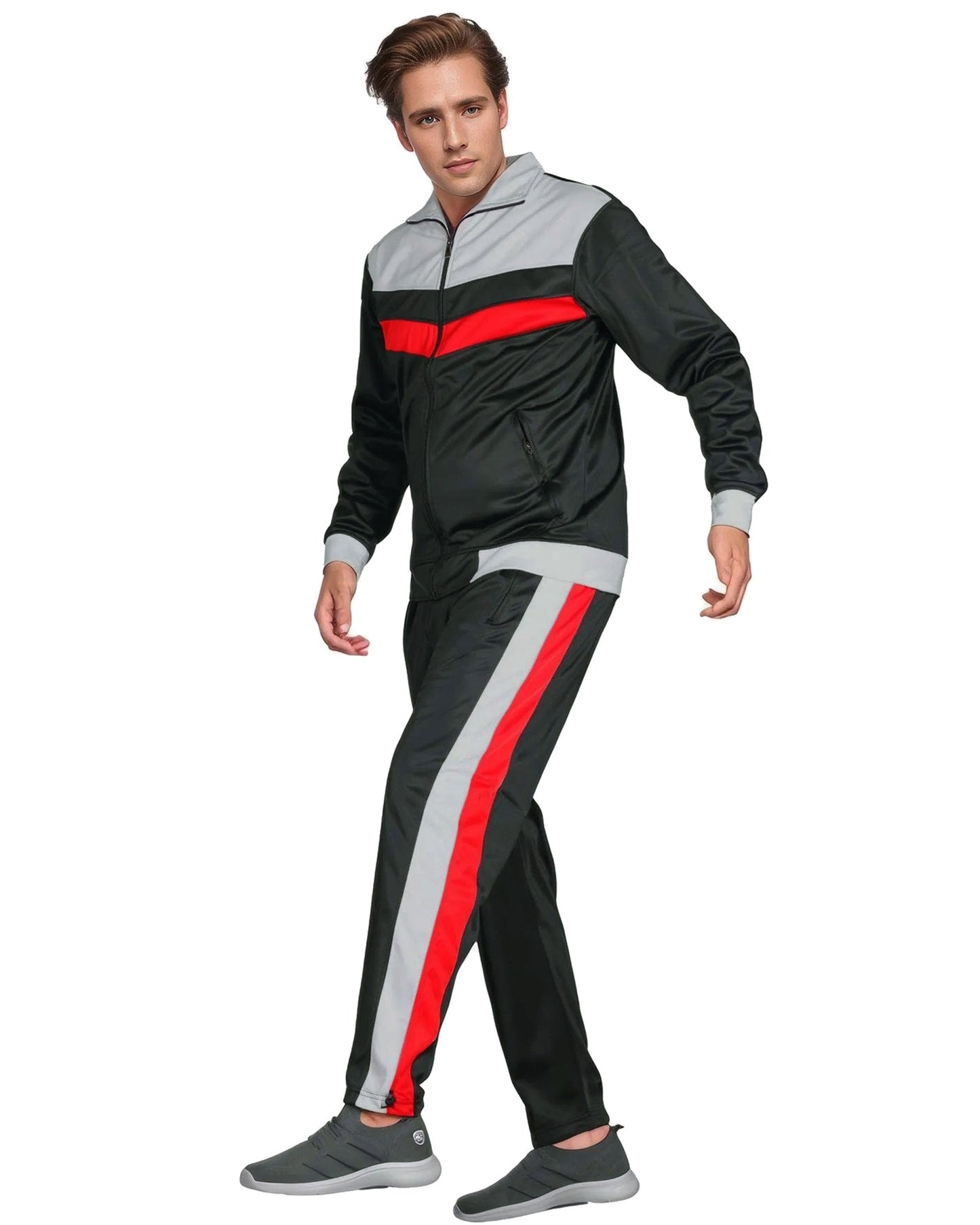 Men's Tracksuit Warm-Up 2-piece Retro Style Track Jacket & Pants Matching Set