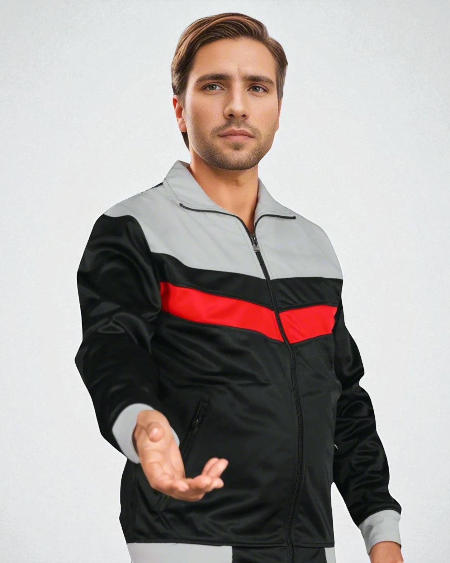 Men's Tracksuit Warm-Up 2-piece Retro Style Track Jacket & Pants Matching Set