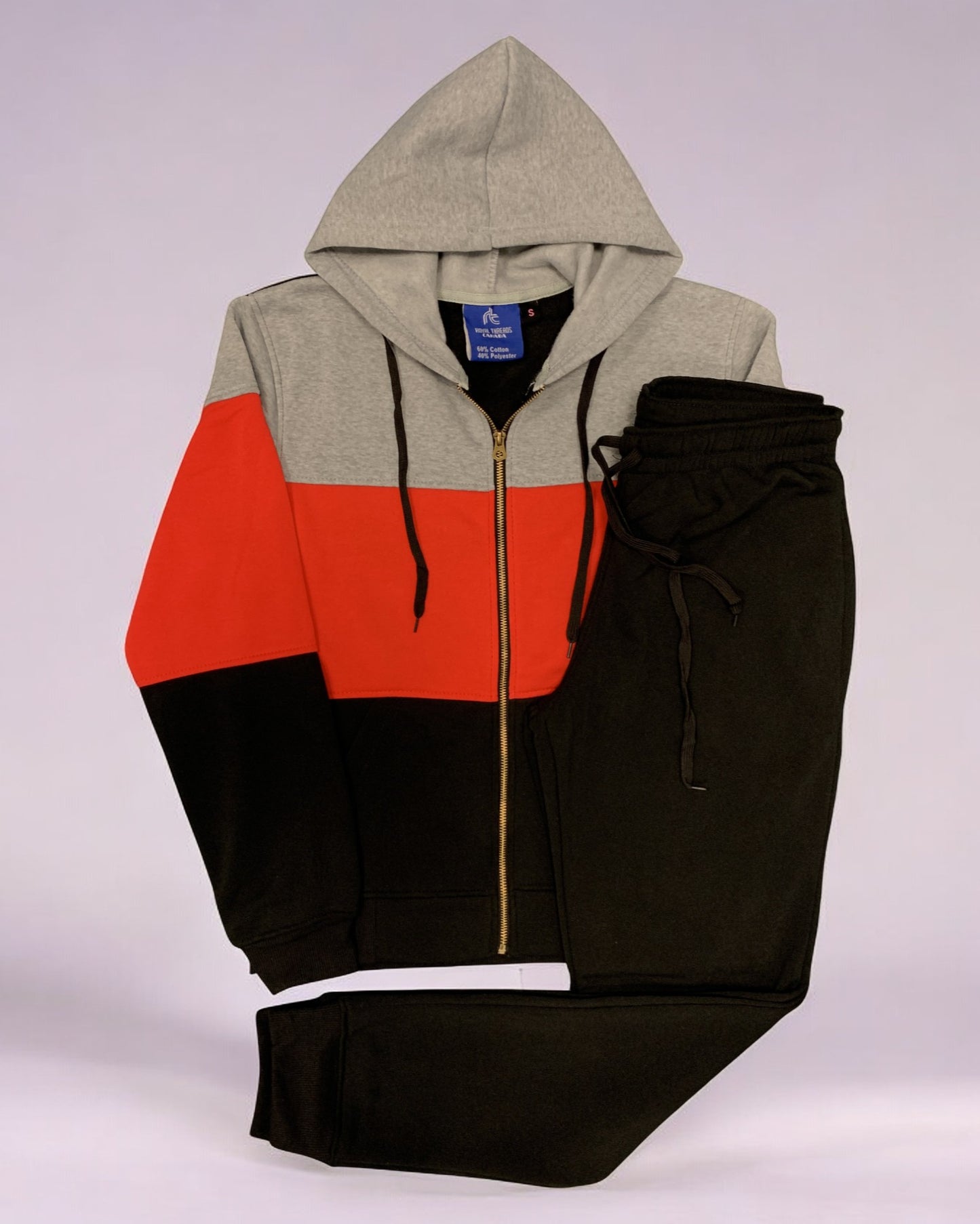 Women's ColorBlock Fleece SweatJacket and Jogger Sweatpants 2-Piece Fleece Suit