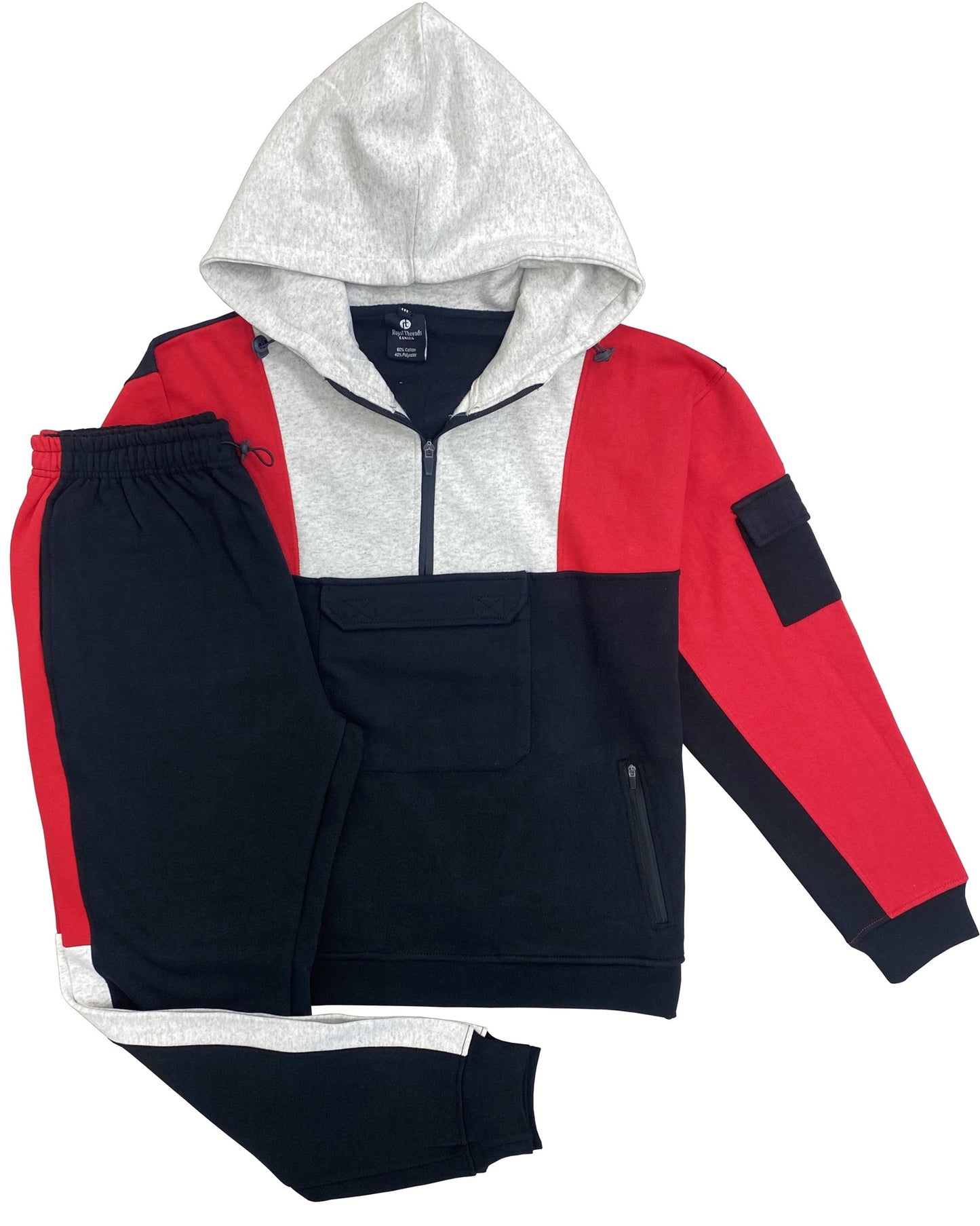 Men's 2-Piece Sweatsuit Quarter Zip Hoodie With Jogger sweatpants Heavy Fleece Outfit