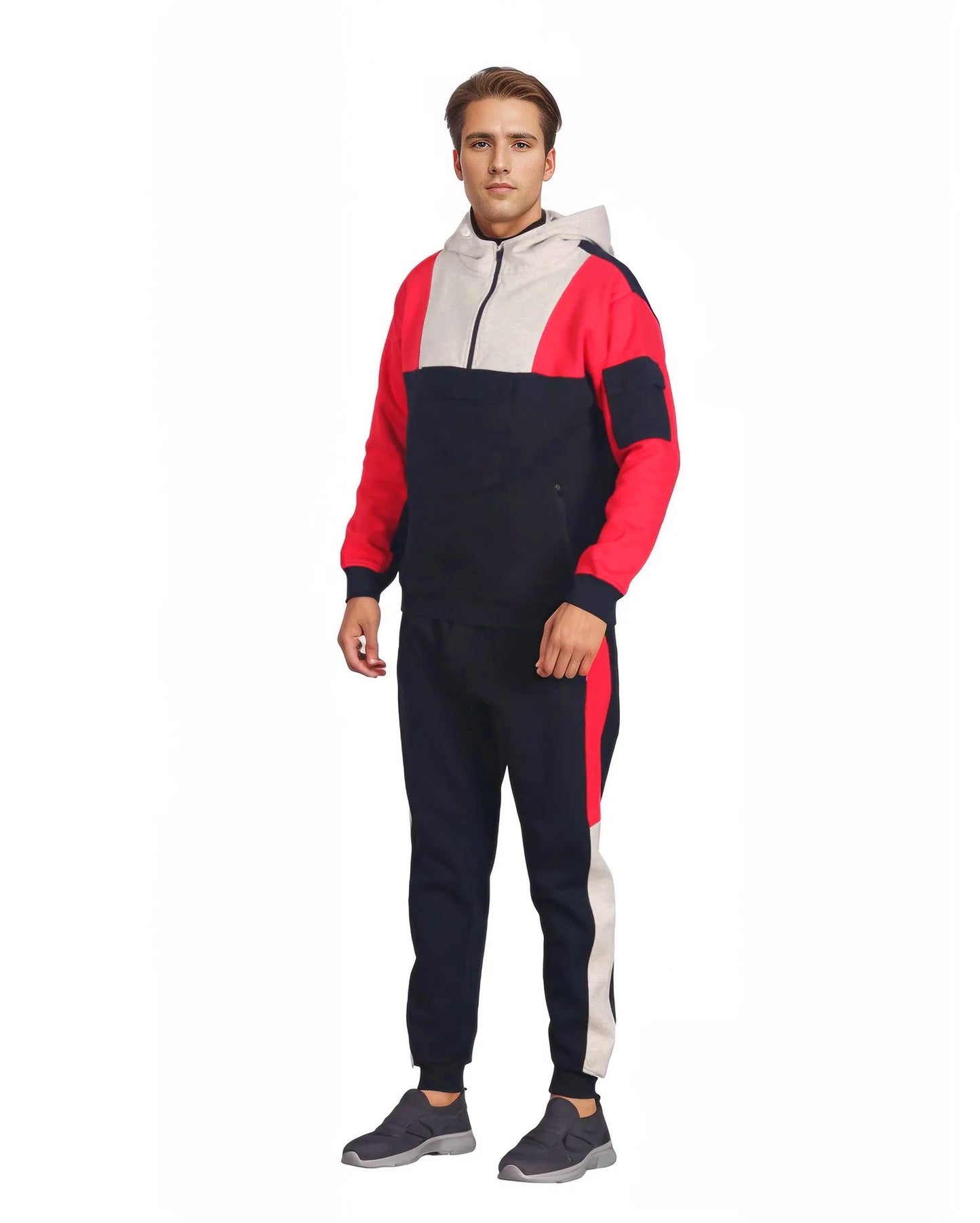 Men's 2-Piece Sweatsuit Quarter Zip Hoodie With Jogger sweatpants Heavy Fleece Outfit