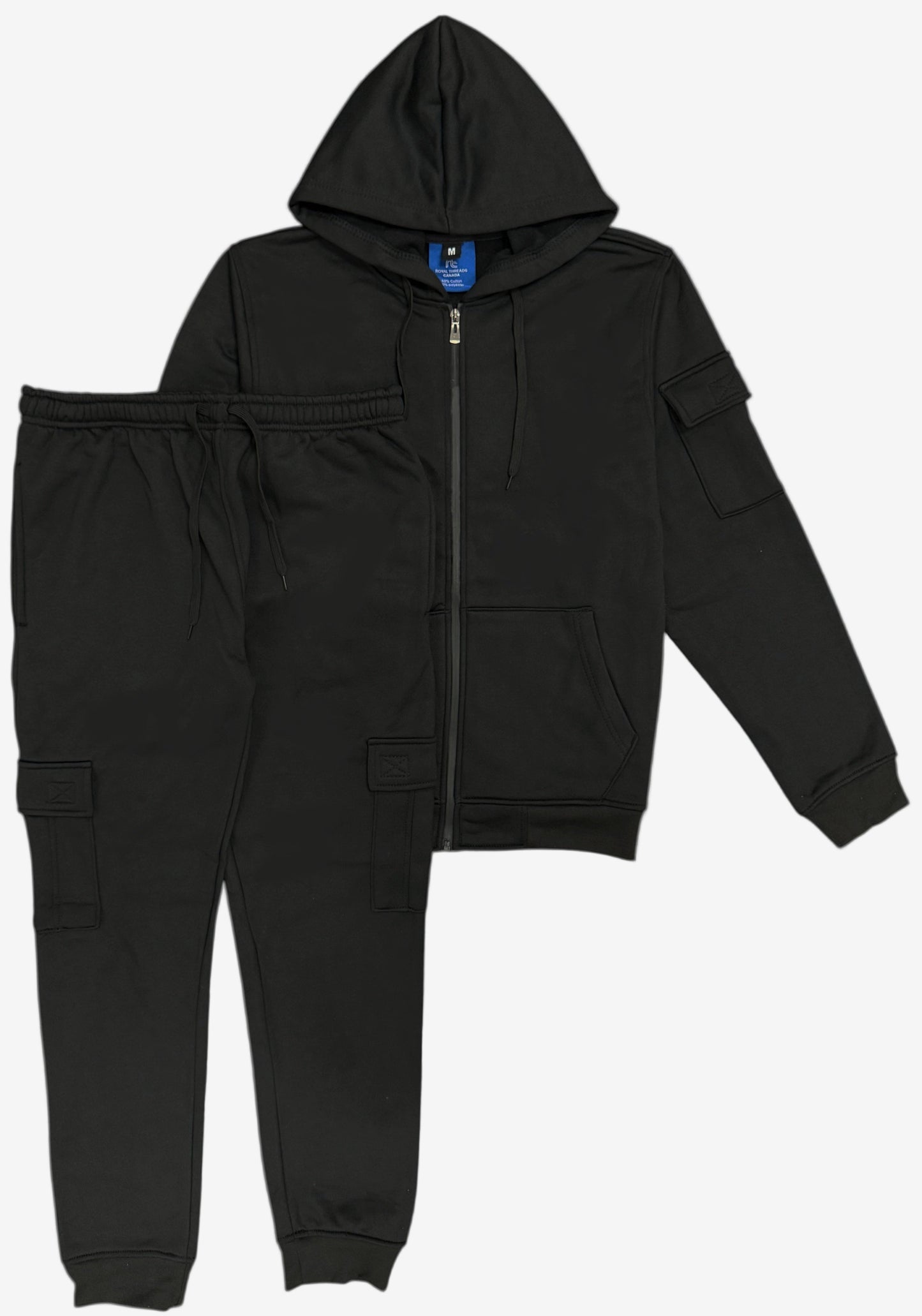 Men's Warm Cargo Pants Fleece Sweatsuit