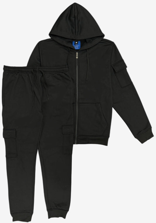 Men's Warm Cargo Pants Fleece Sweatsuit