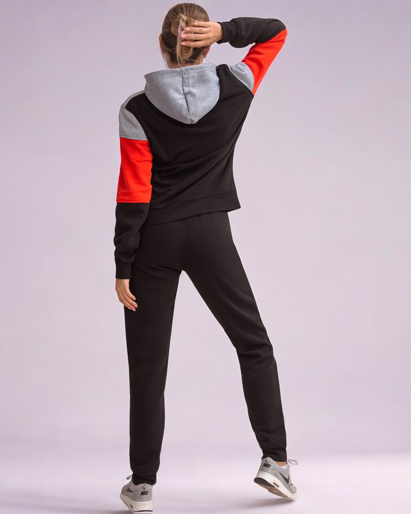 Women's ColorBlock Fleece SweatJacket and Jogger Sweatpants 2-Piece Fleece Suit