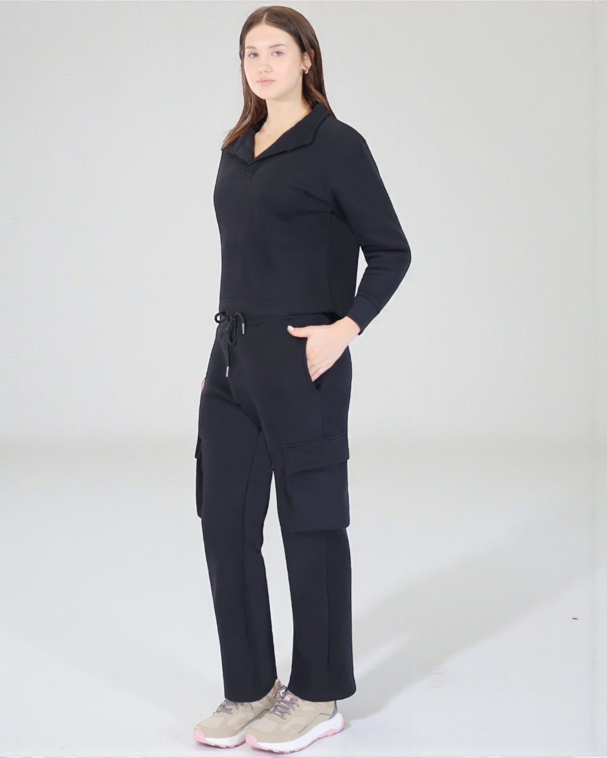 Women’s Soft Fleece Cargo Lounge Set Relax Fit – alternate view 5