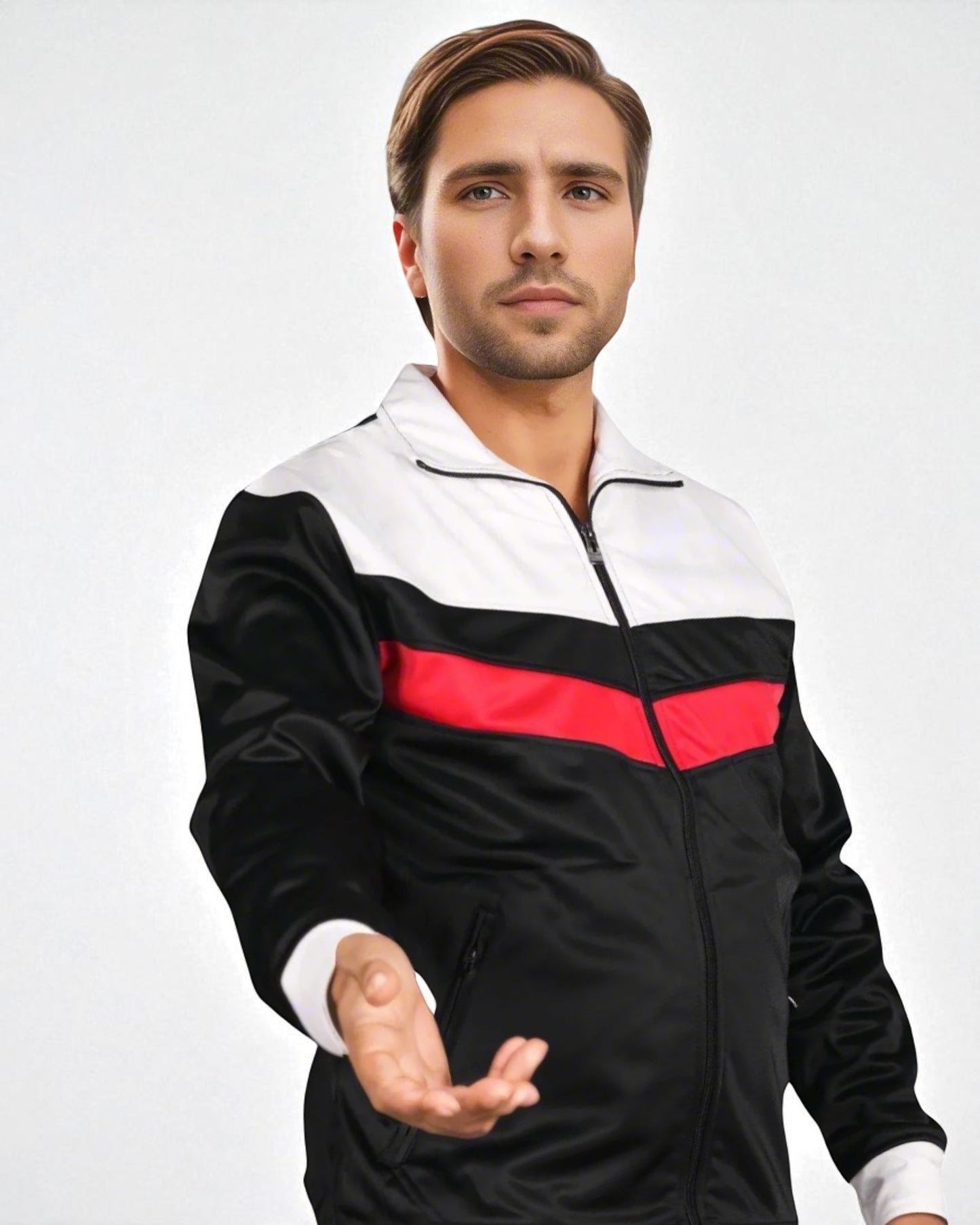 Men's Tracksuit Warm-Up 2-piece Retro Style Track Jacket & Pants Matching Set
