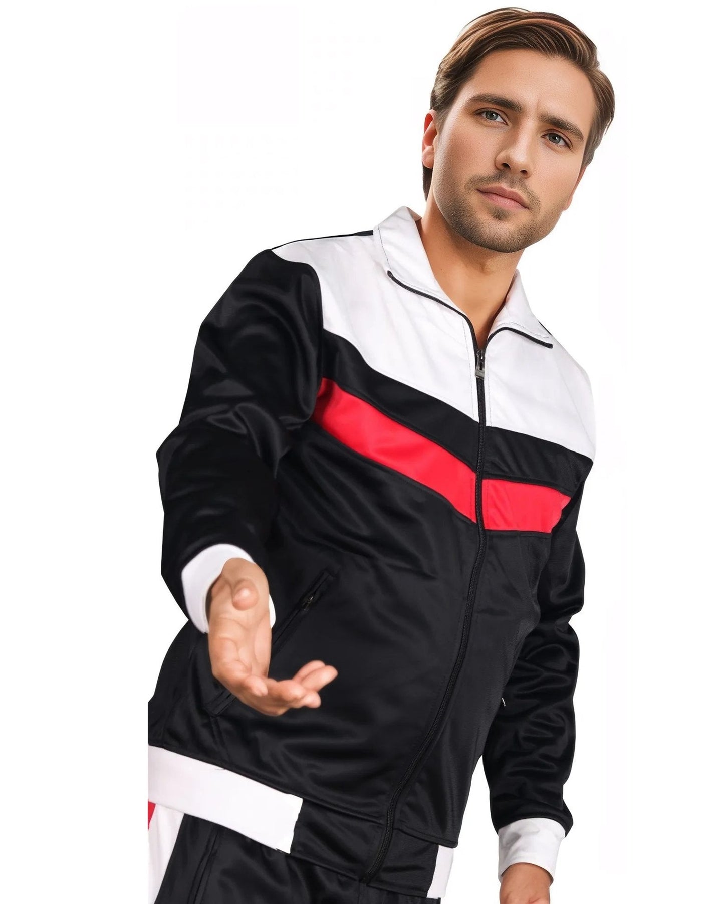 Men's Tracksuit Warm-Up 2-piece Retro Style Track Jacket & Pants Matching Set