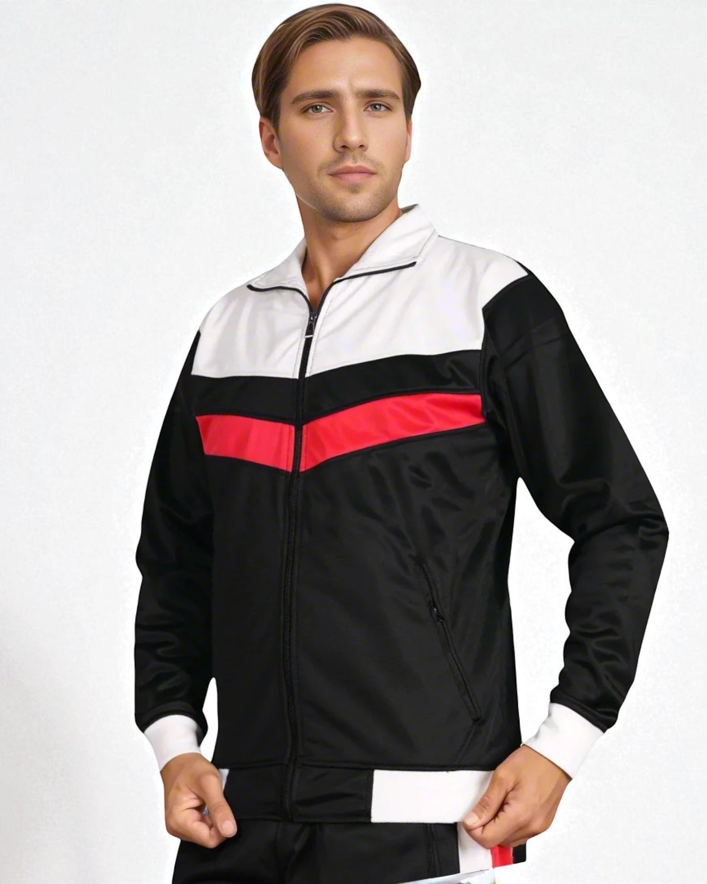 Men's Tracksuit Warm-Up 2-piece Retro Style Track Jacket & Pants Matching Set