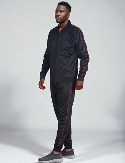Men 2-piece Classic Jogger Tracksuit Track Jacket & Trackpants Solid Plain Outfit