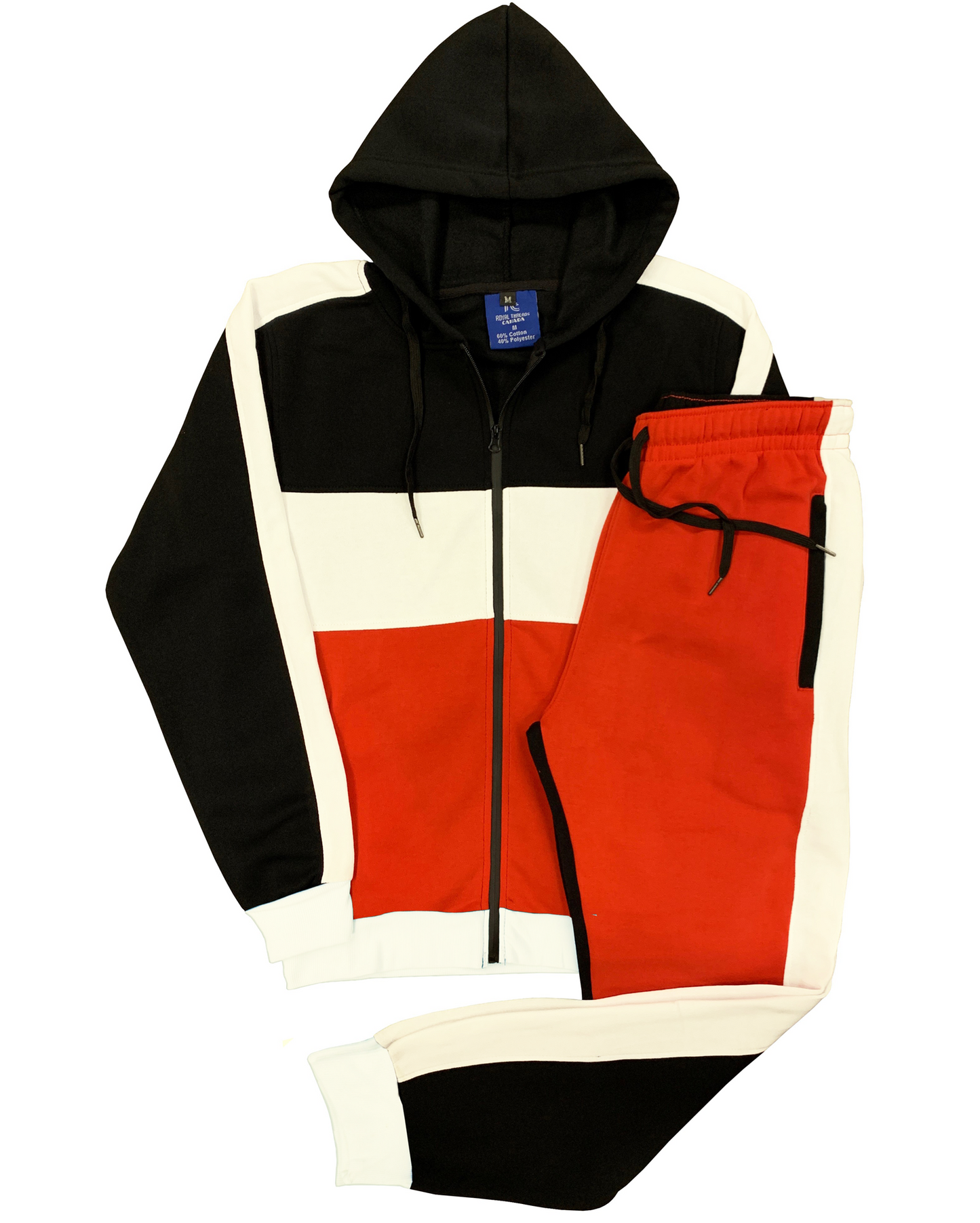 Mens' Jogger Sweatsuit 2-Piece Color Block Sweat jacket Sweatpants Fleece suit