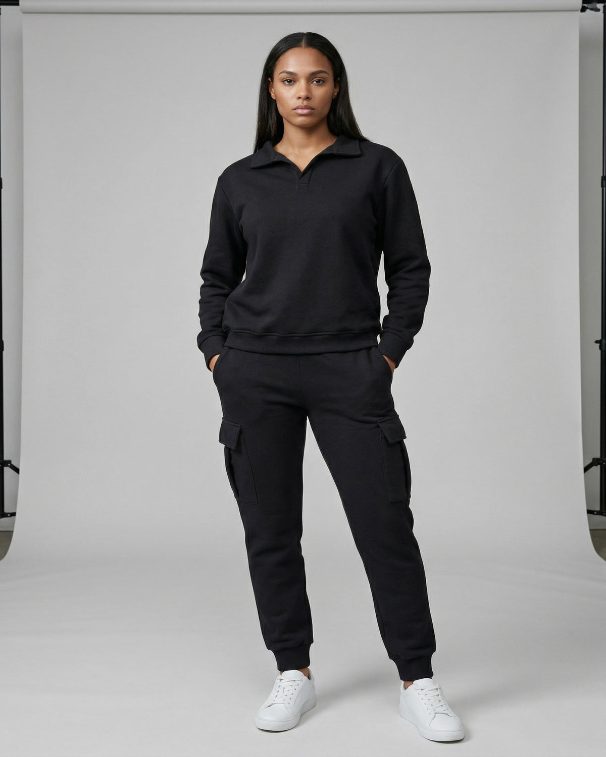 Women’s Cargo Lounge Set Soft Cotton Blend Two-Piece – alternate view 4
