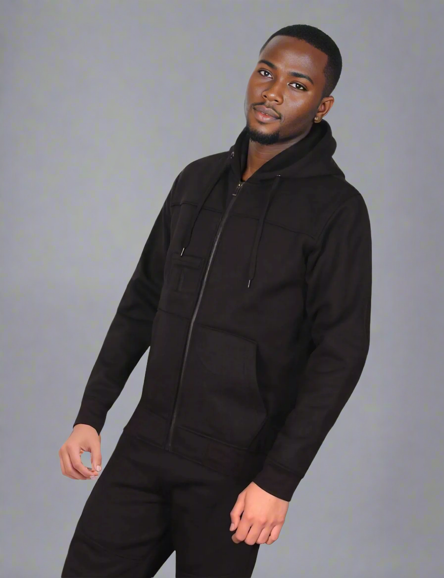 Men’s Warm Winter Tech Fleece Sweat Jacket Sweatpants Jogger Outfit