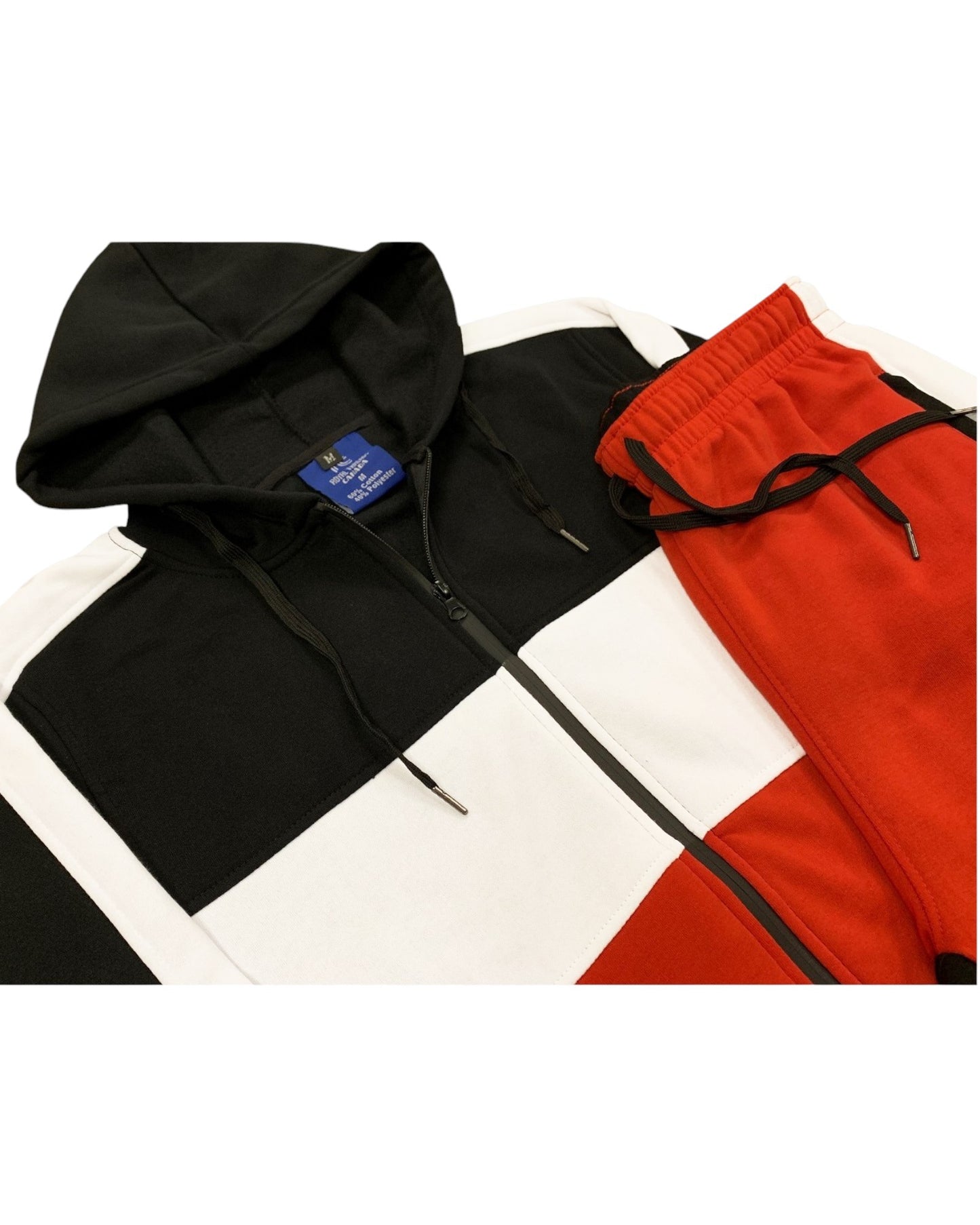 Mens' Jogger Sweatsuit 2-Piece Color Block Sweat jacket Sweatpants Fleece suit