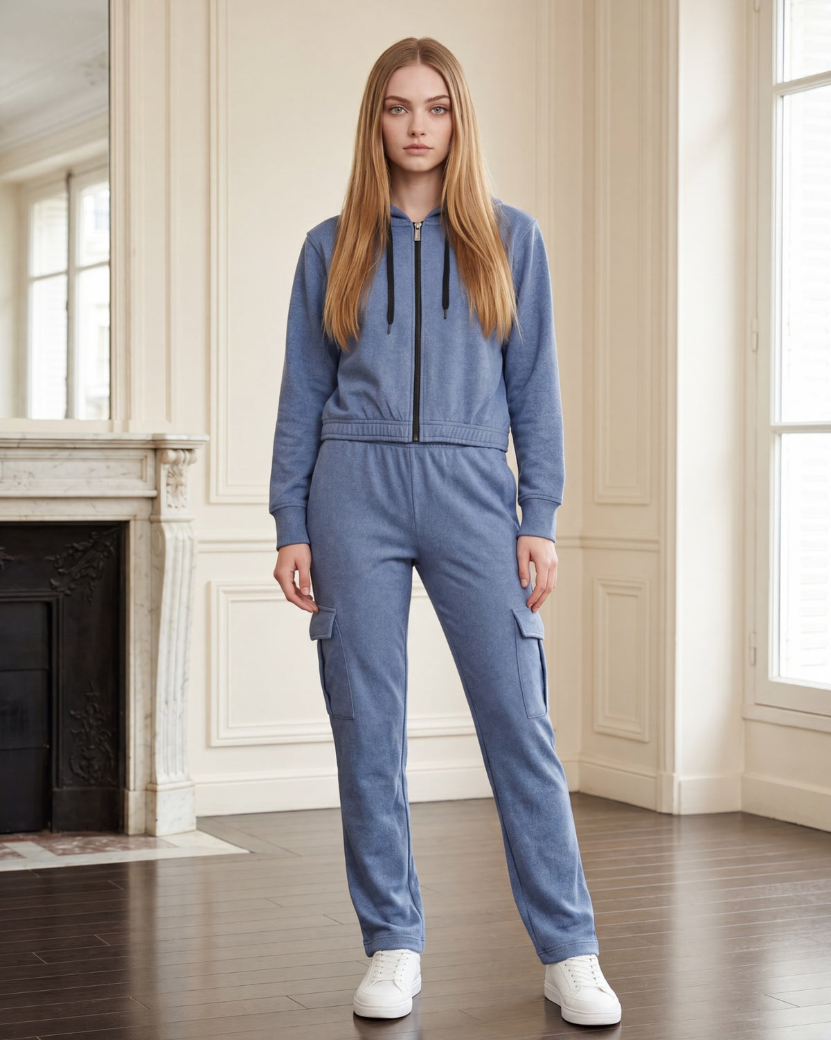 Women's Cargo Soft Stretch Zip-Up Hoodie & Jogger Set – alternate view 6