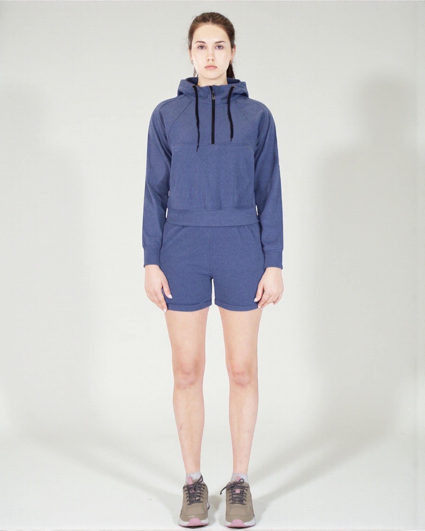 Women’s Half-Zip Hoodie and Shorts Lounge Set