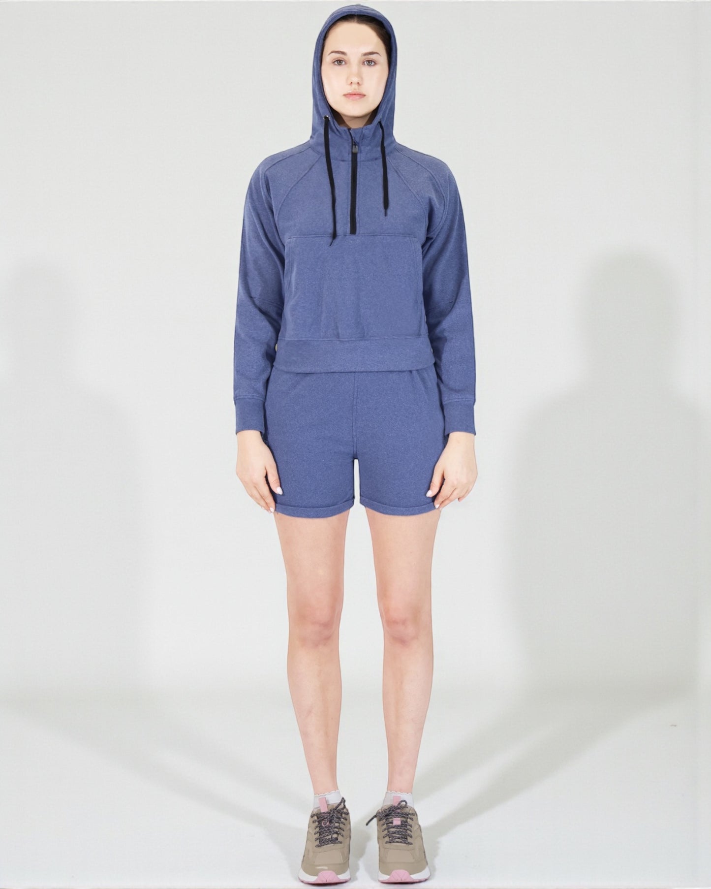 Women’s Half-Zip Hoodie and Shorts Lounge Set