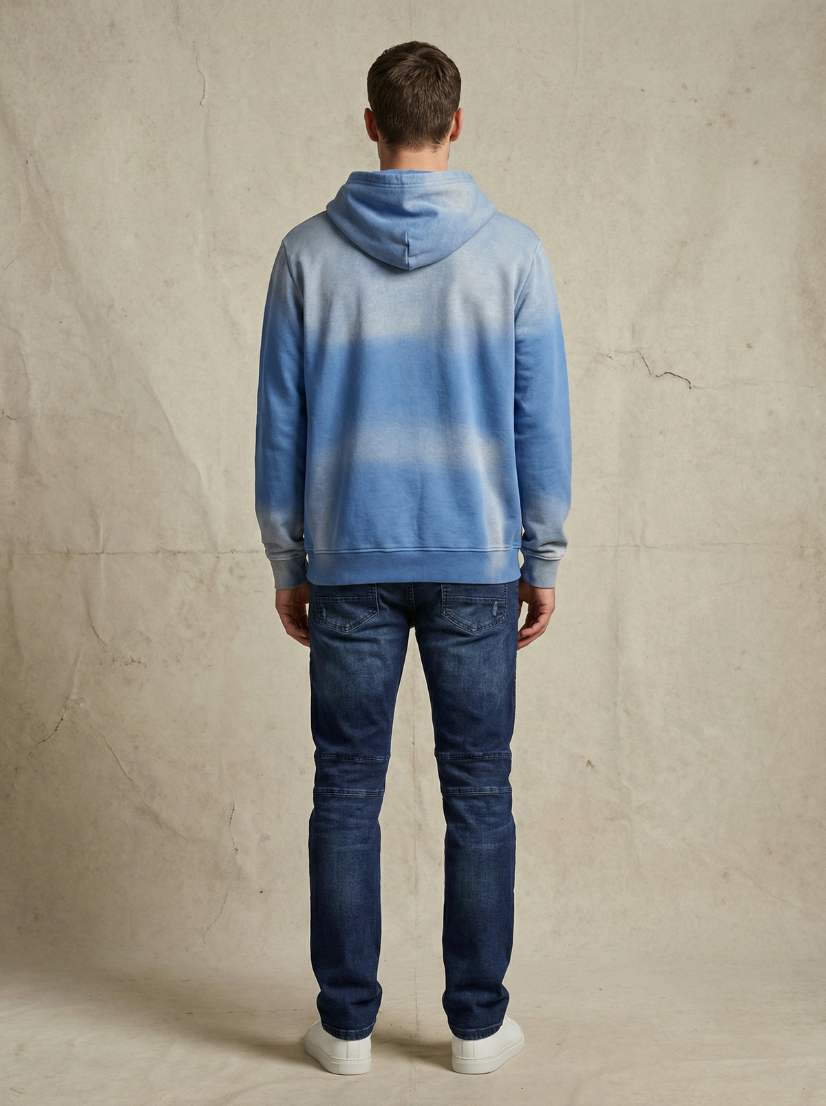 Blue men’s Snowflake Wash pullover hoodie, alternate view 2