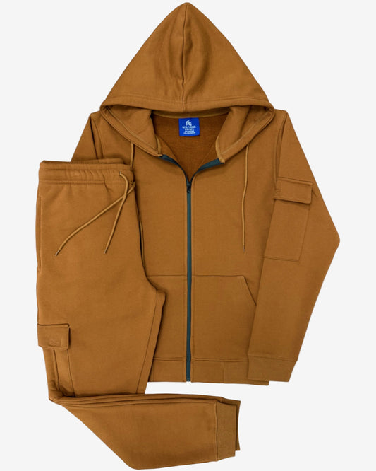 Men’s 2-Piece Cargo Jogger Sweatsuit - Heavy Duty Cotton Blend